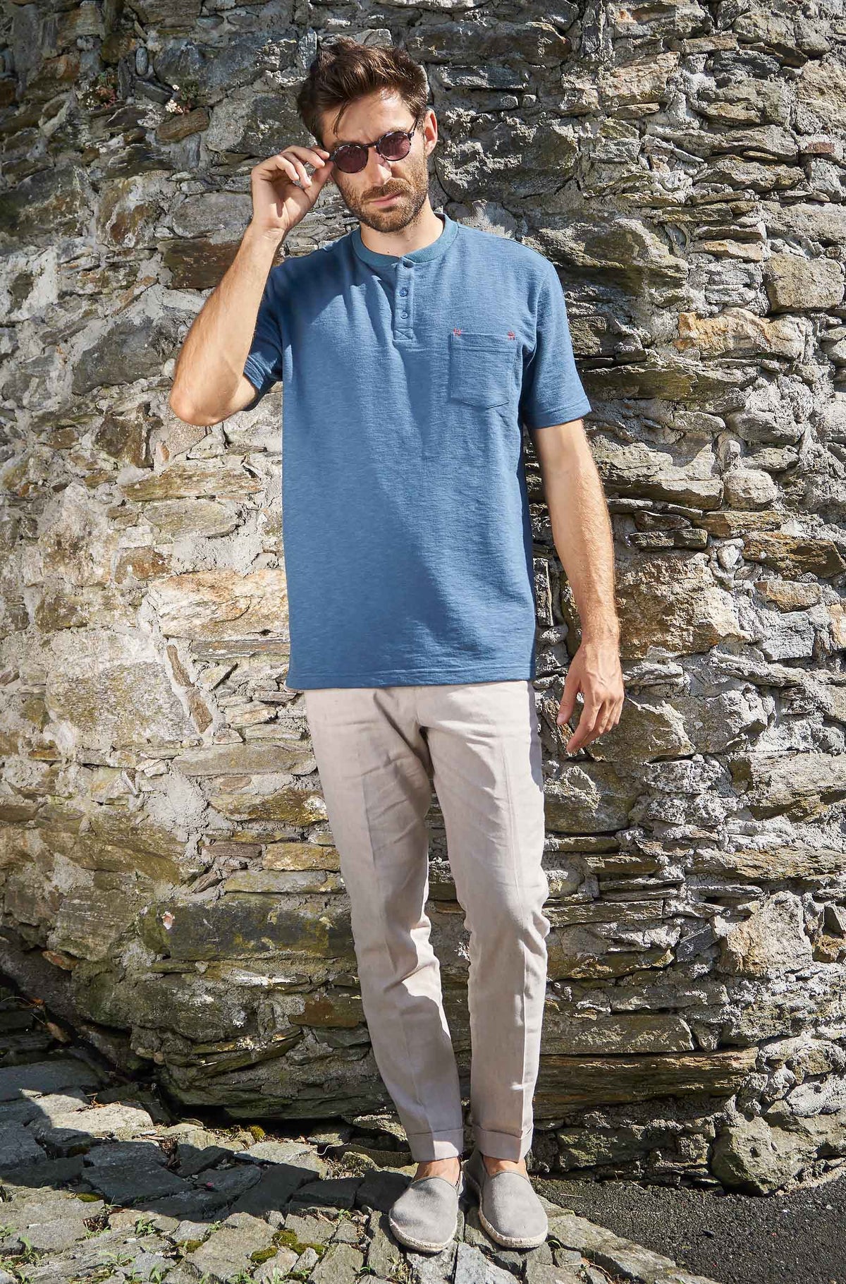 T-Shirt JAHLEEL aus Royal Alpaka-Baumwoll-Mix-orion blau