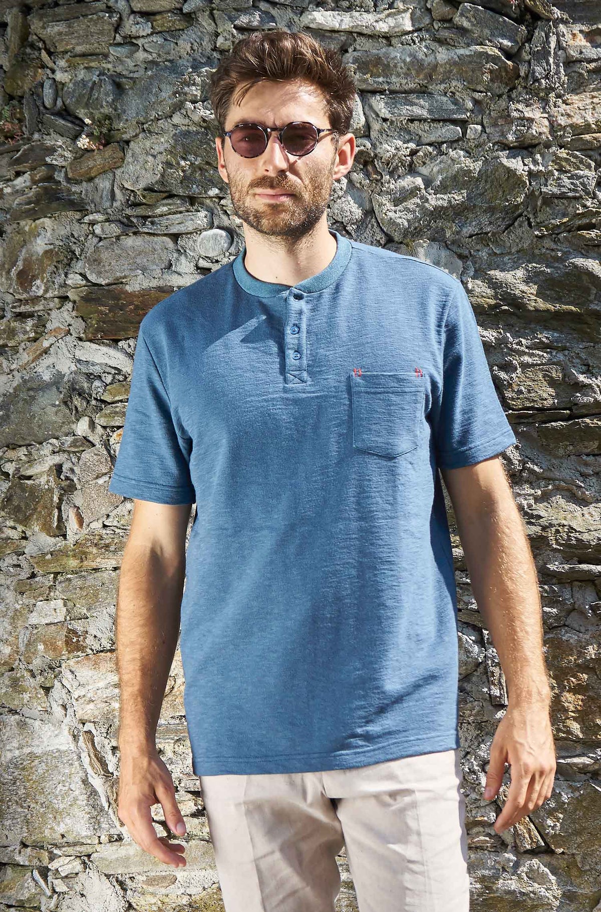 T-Shirt JAHLEEL aus Royal Alpaka-Baumwoll-Mix-orion blau