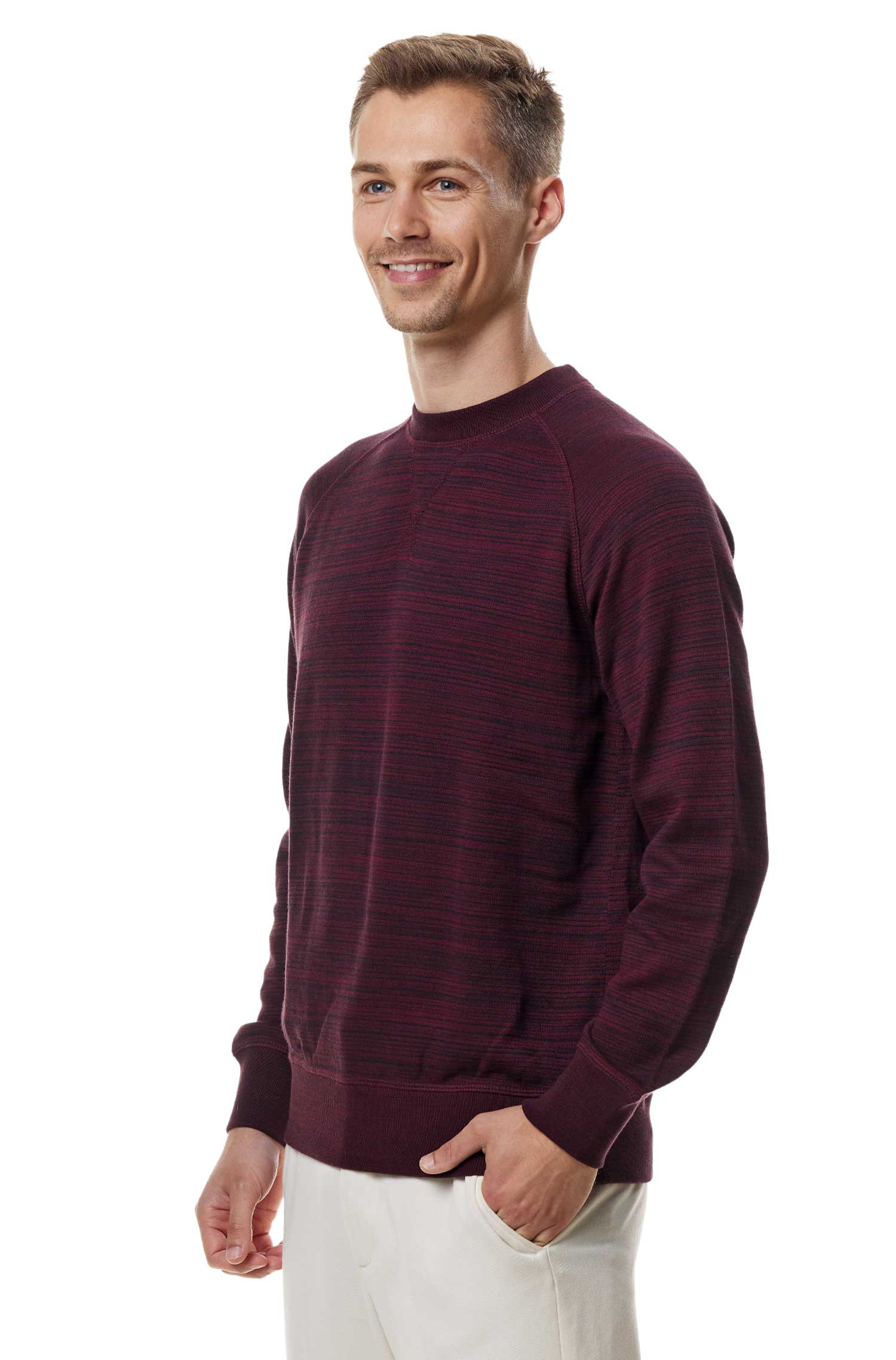 Alpaka Pullover JANIS DELUXE aus Royal Alpaka-Baumwoll-Mix-merlotschwarz