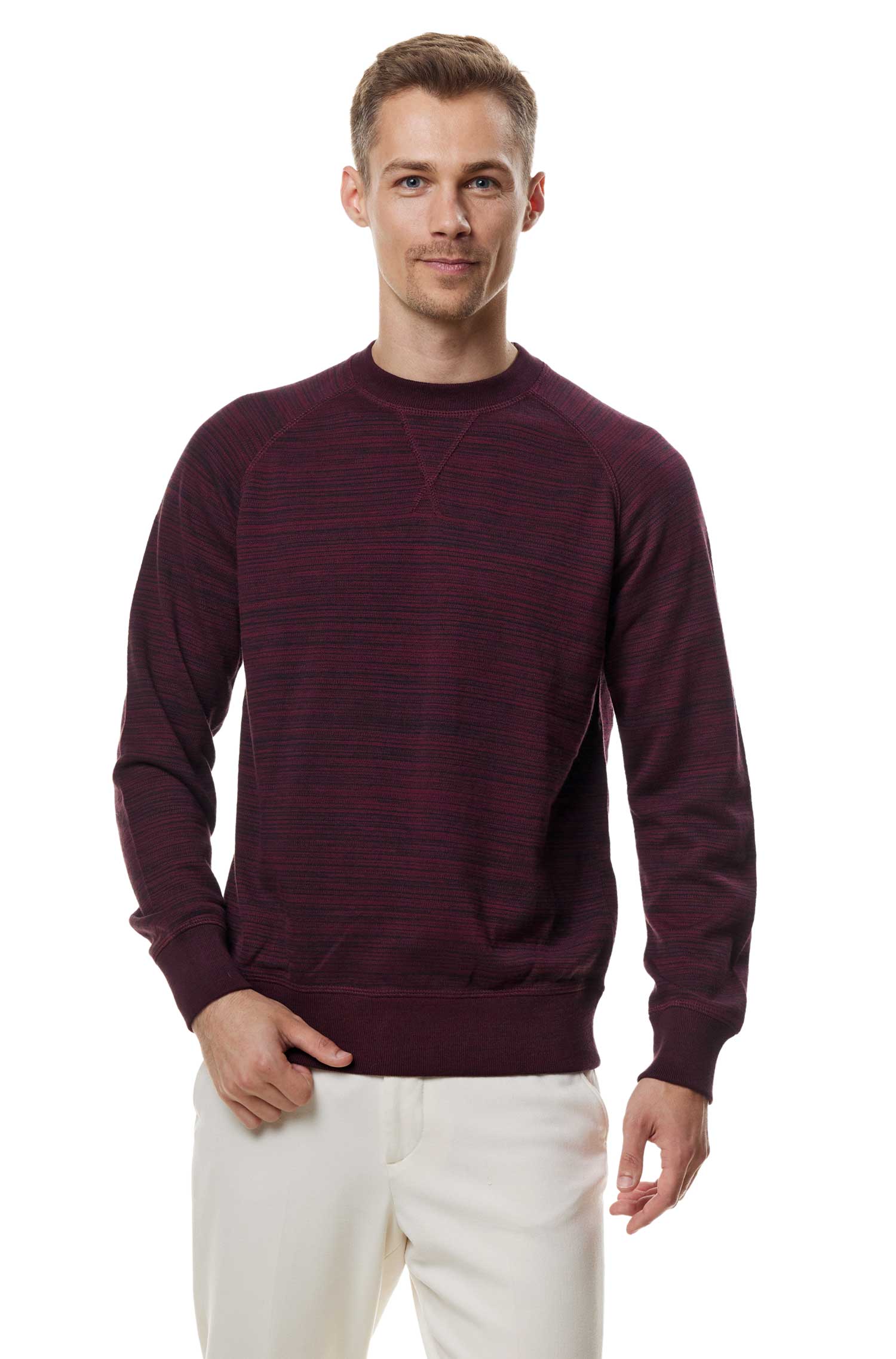 Alpaka Pullover JANIS DELUXE aus Royal Alpaka-Baumwoll-Mix-merlotschwarz