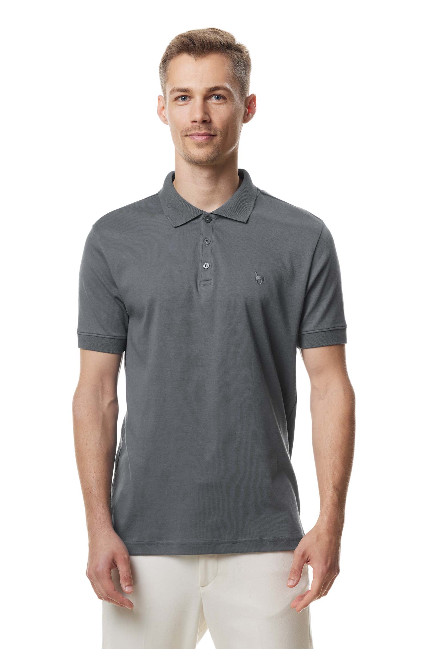 Polo Shirt BASIC HERREN aus 100% Bio-Pima-Baumwolle-graphitgrau