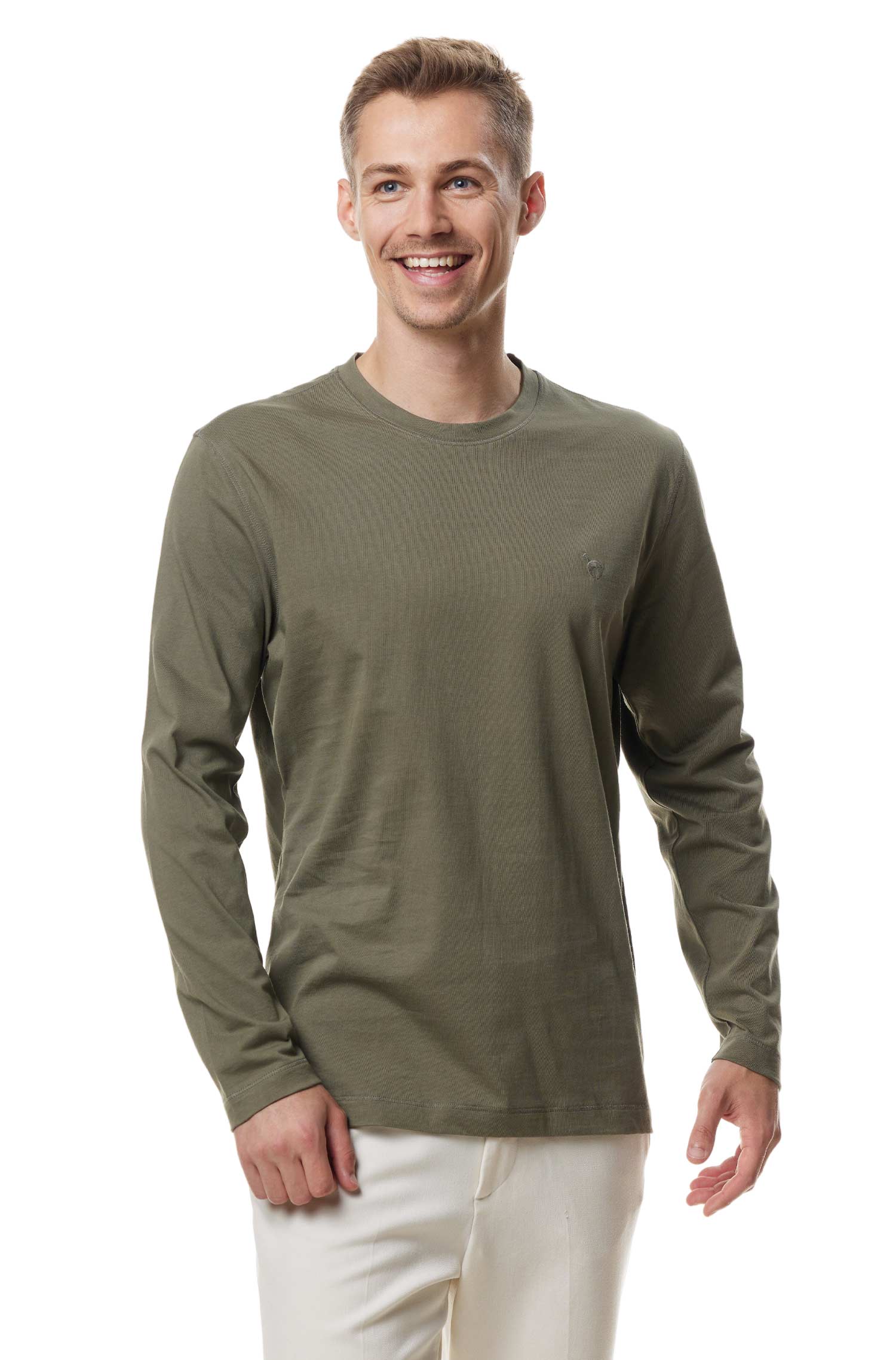 Longsleeve Shirt MATEO aus Royal Alpaka-Baumwoll-Mix-helles olivgrün