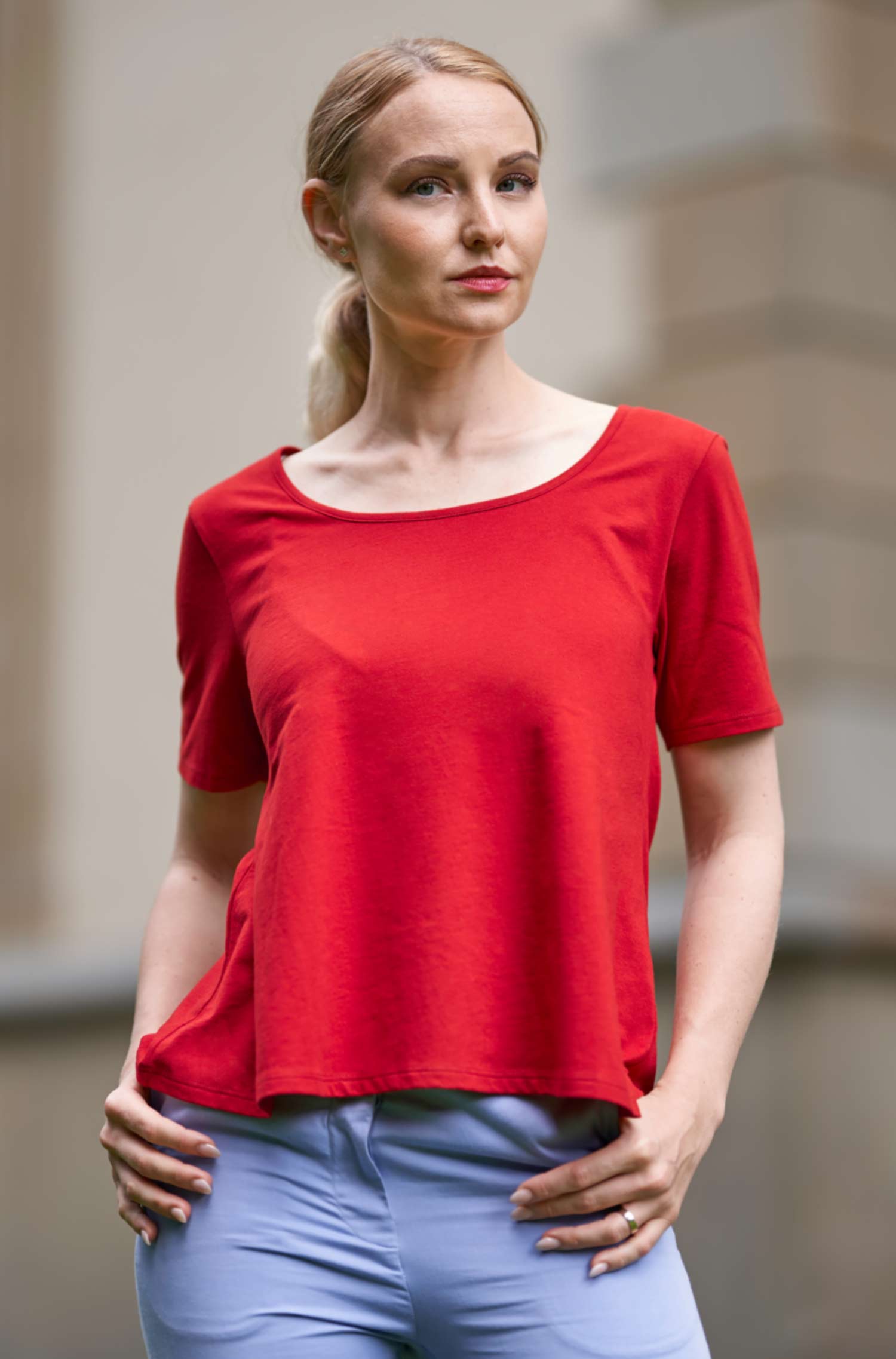 Damen T-Shirt MAJA aus Bio-Pima-Baumwolle-chili peffer