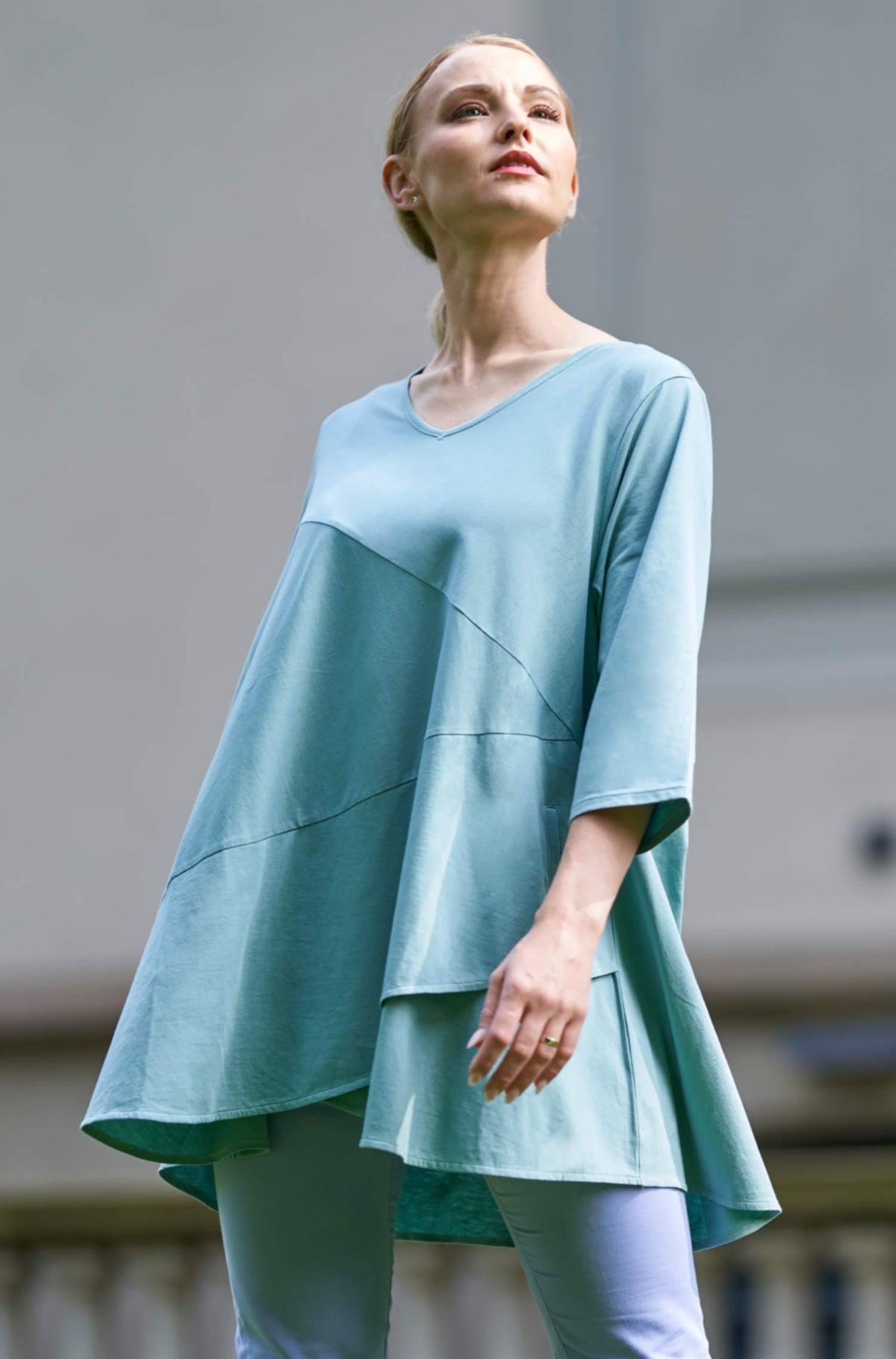 Tunika DIANA aus 100% Bio-Pima-Baumwolle-aqua jade