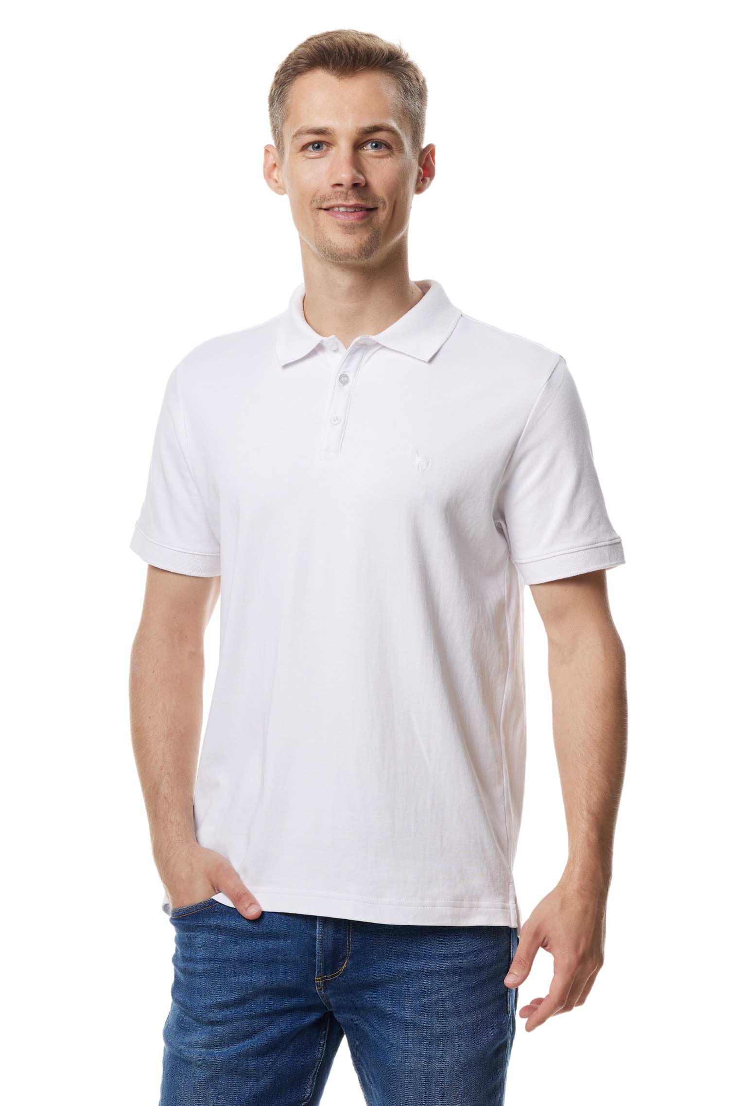 Polo Shirt aus 100% Bio Pima Baumwolle-weiss