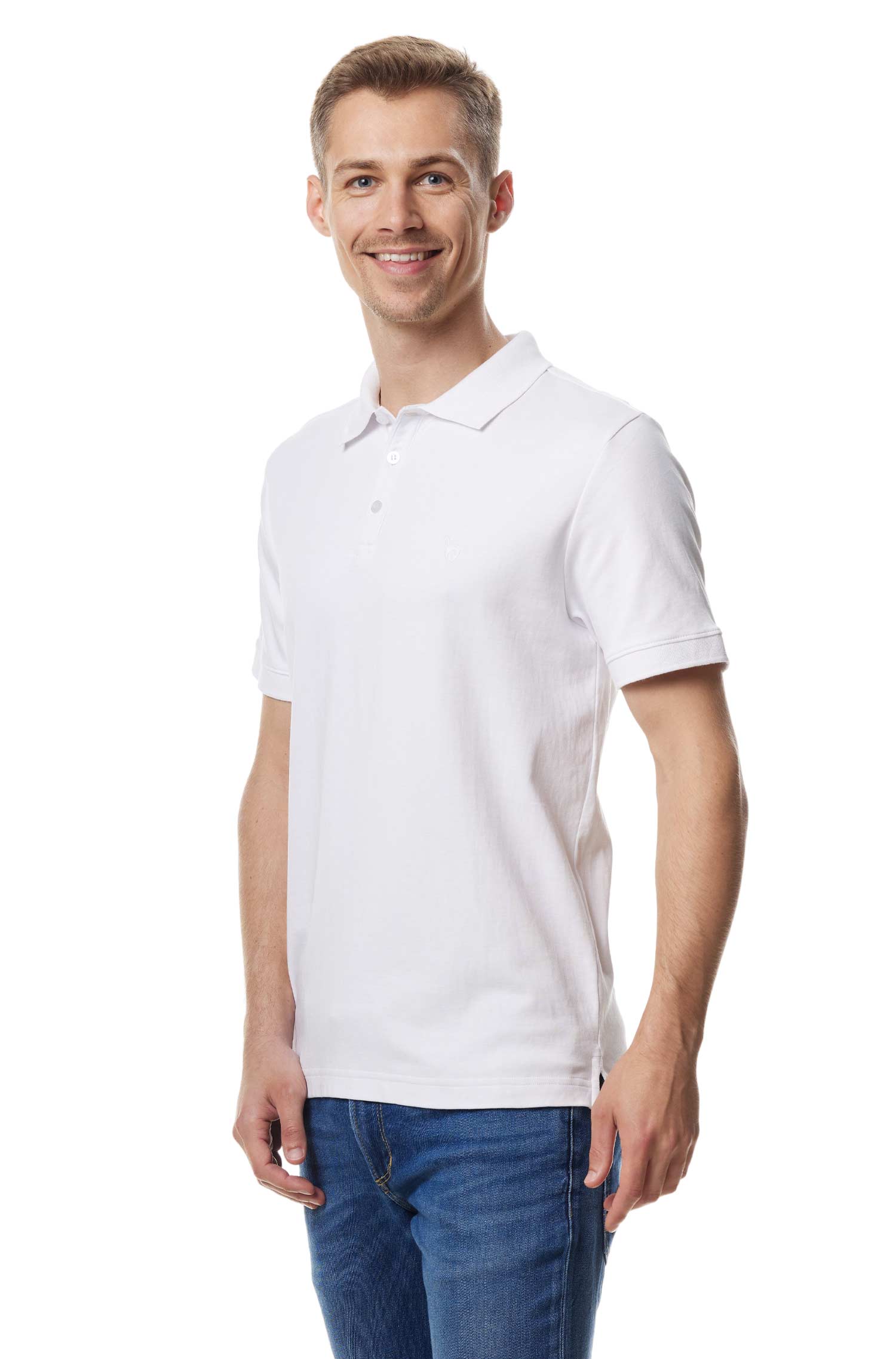 Polo Shirt aus 100% Bio Pima Baumwolle-weiss