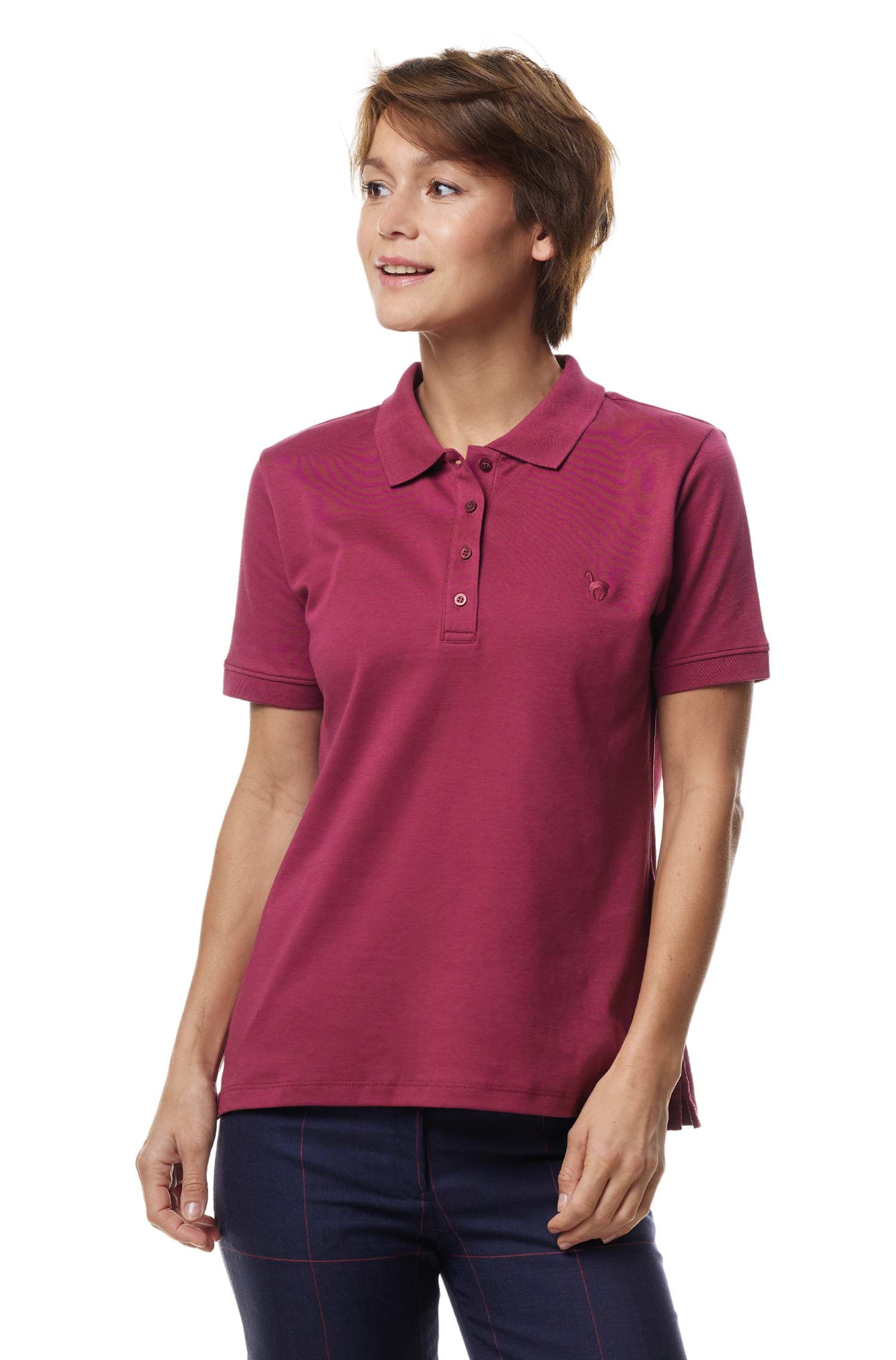 Poloshirt BASIC DAMEN aus 100% Bio-Pima-Baumwolle-himbeere