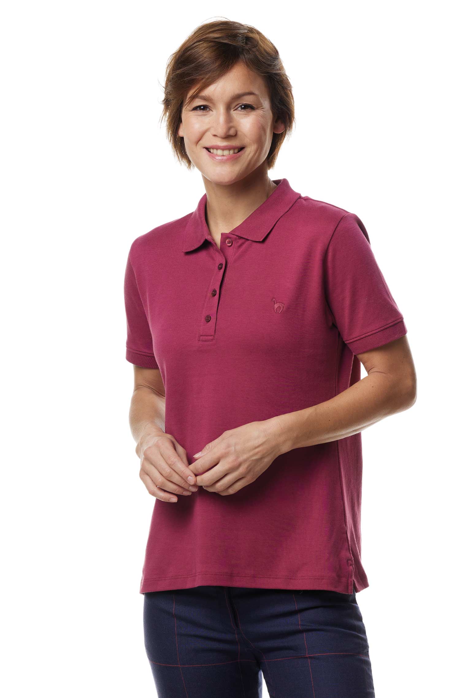 Poloshirt BASIC DAMEN aus 100% Bio-Pima-Baumwolle-himbeere