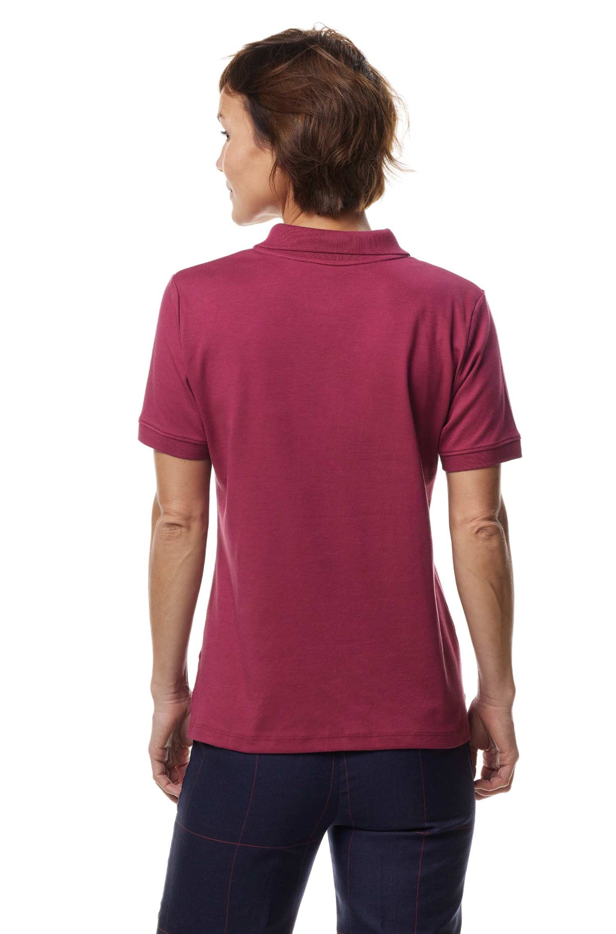 Poloshirt BASIC DAMEN aus 100% Bio-Pima-Baumwolle-himbeere