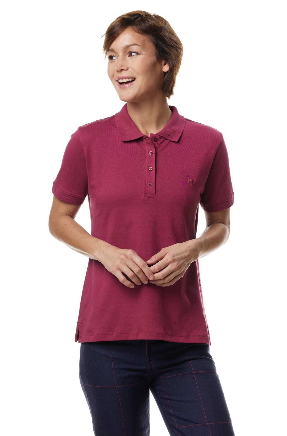 Poloshirt BASIC DAMEN aus 100% Bio-Pima-Baumwolle-himbeere