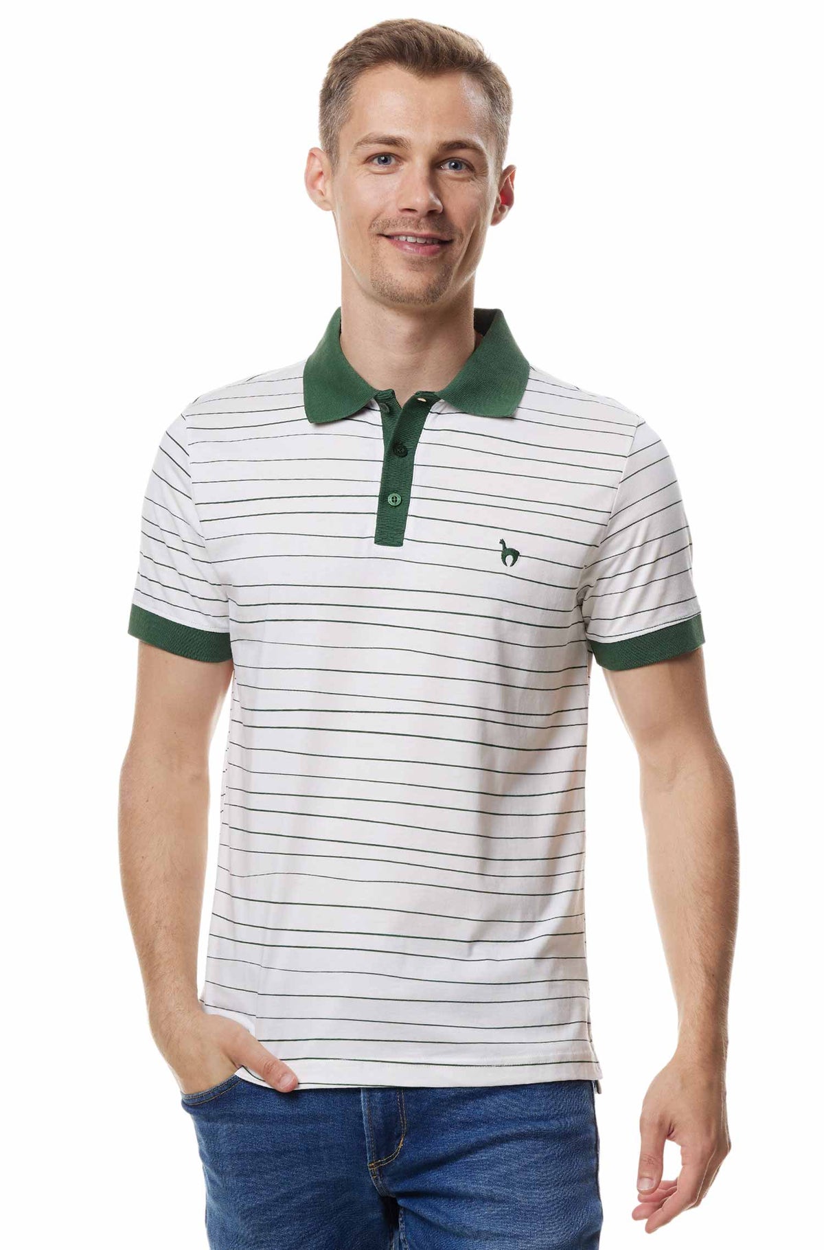 Poloshirt LINEAS-waldgrün