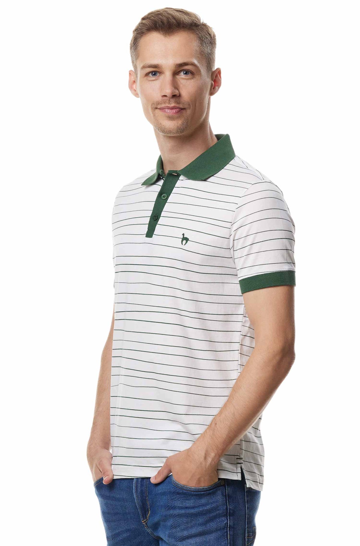 Poloshirt LINEAS-waldgrün