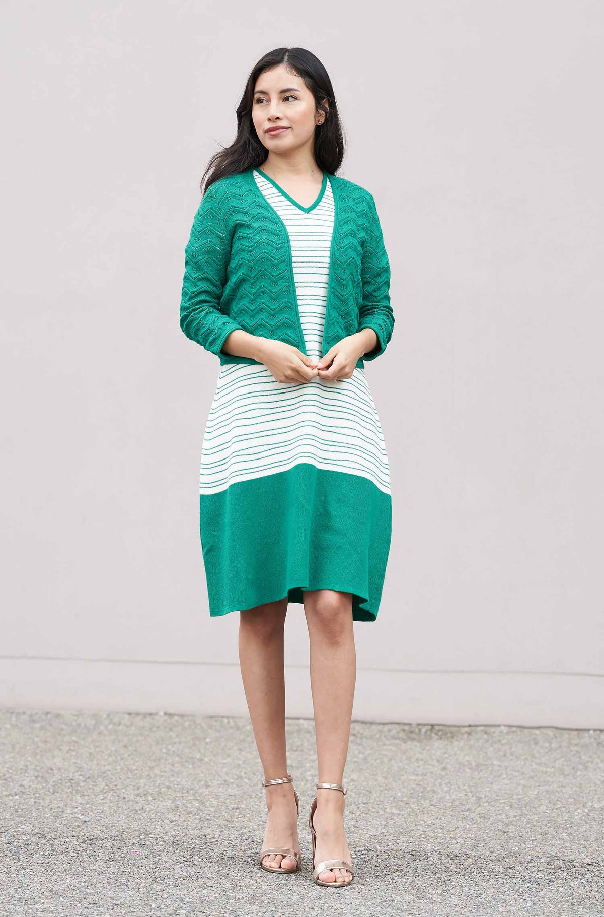 Strickkleid LINEAS aus Bio Pima Baumwolle-sommergrün