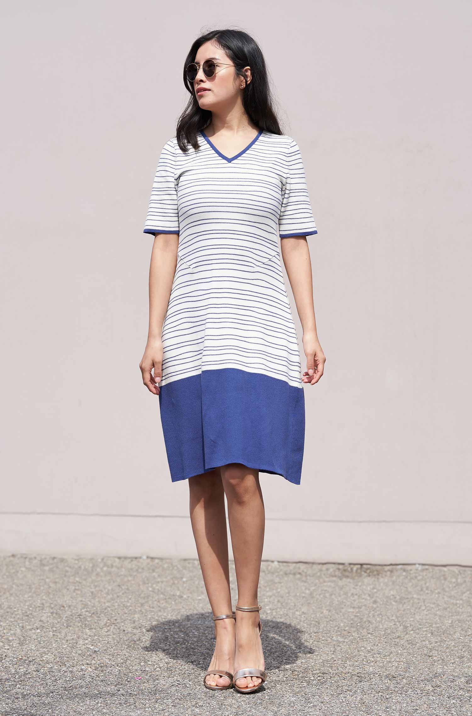 Strickkleid LINEAS aus Bio Pima Baumwolle-twilight blue