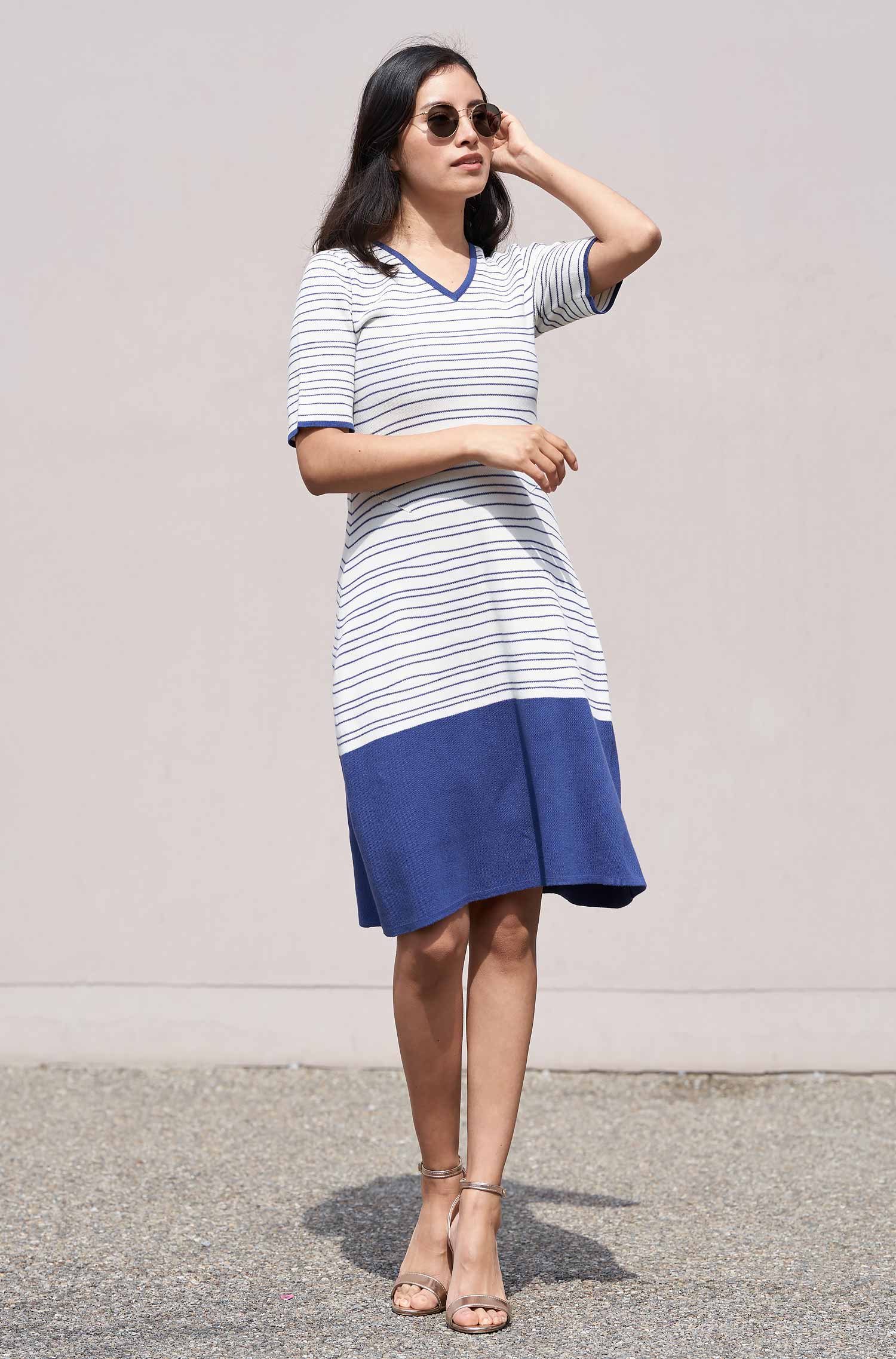 Strickkleid LINEAS aus Bio Pima Baumwolle-twilight blue