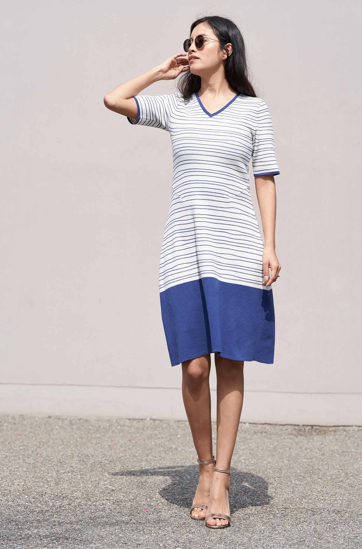 Strickkleid LINEAS aus Bio Pima Baumwolle-twilight blue
