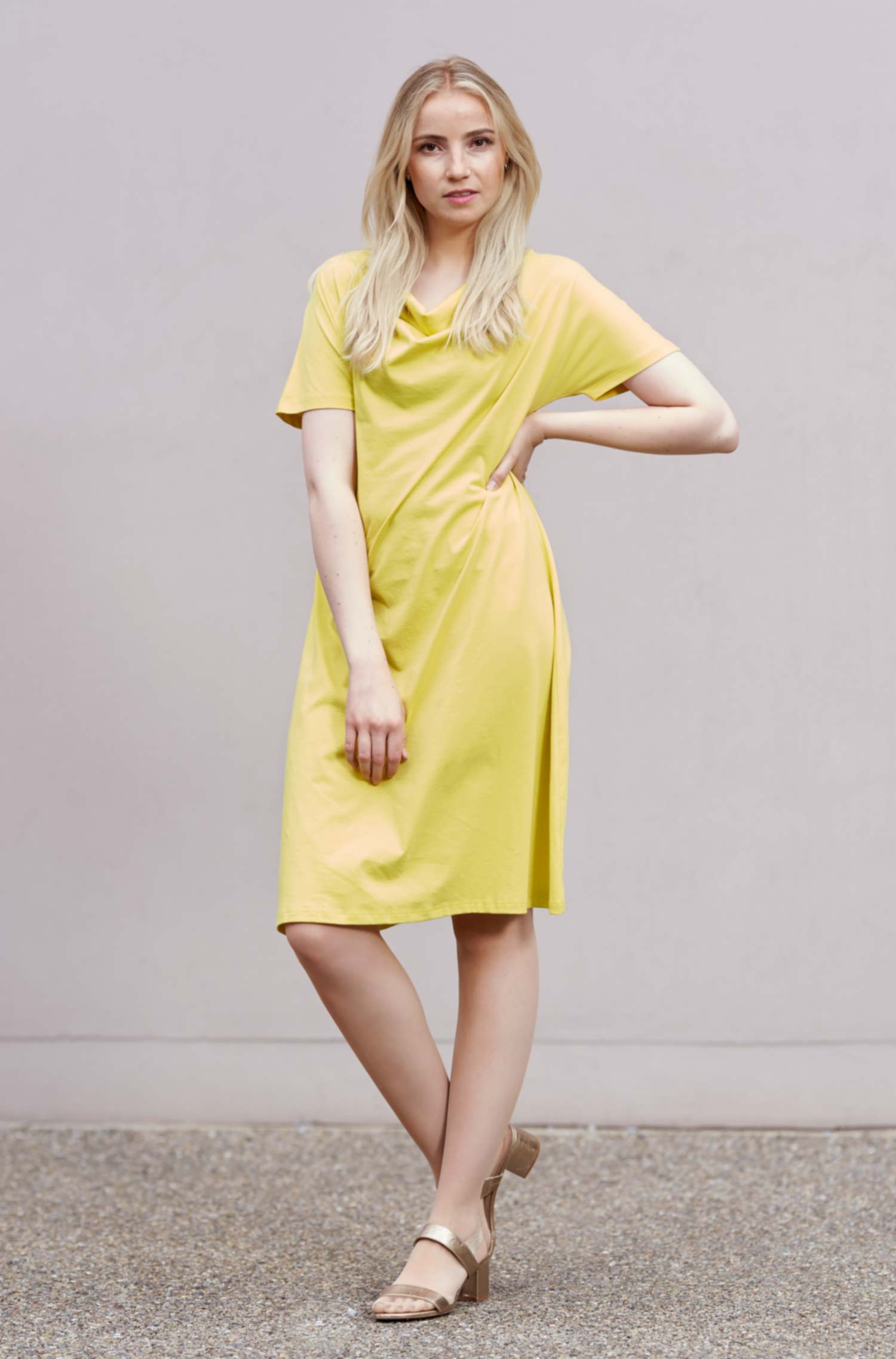Jersey-Kleid LARA aus 100% Pima Bio Baumwolle-gelb