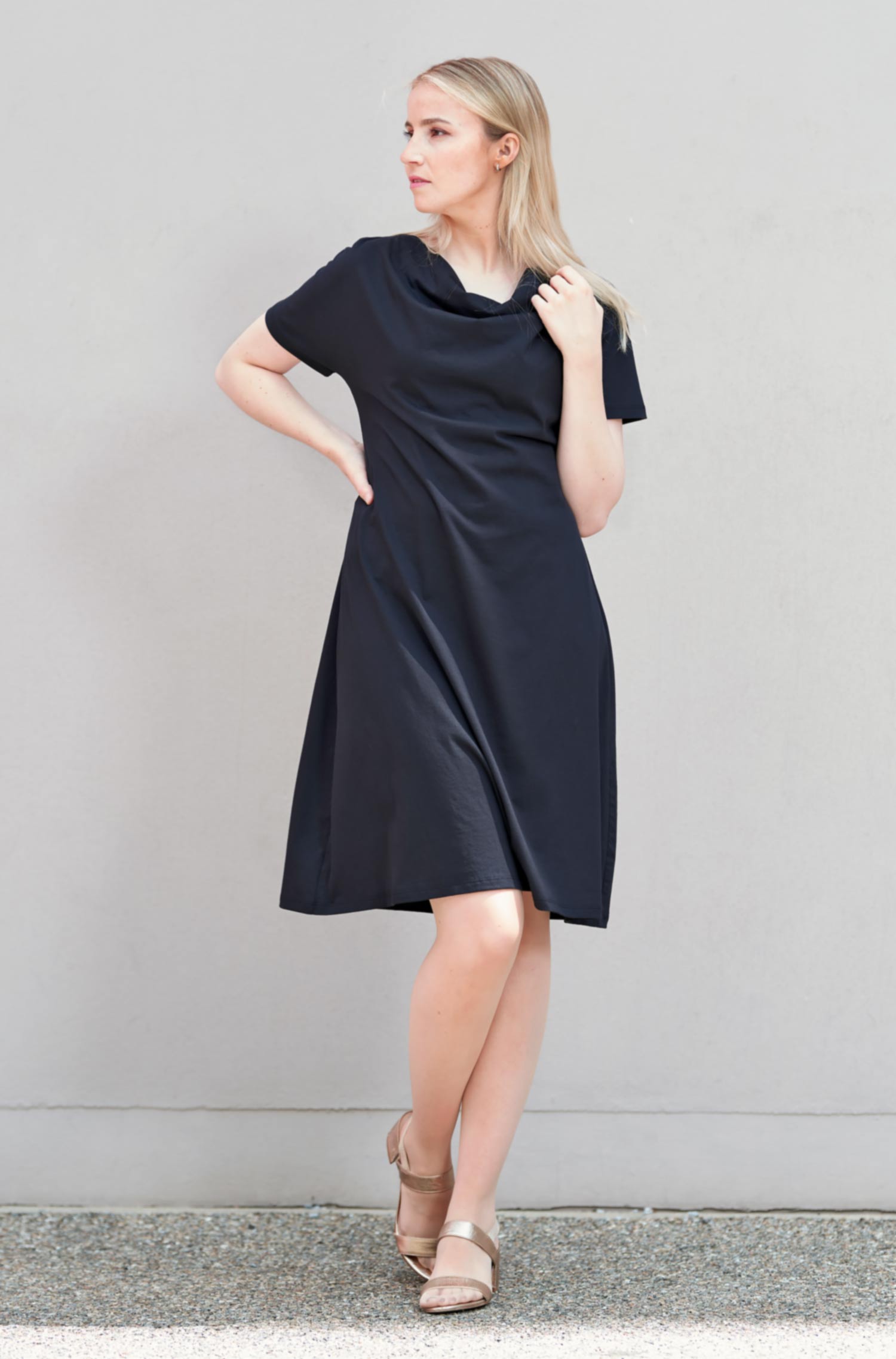 Jersey-Kleid LARA aus 100% Pima Bio Baumwolle-schwarz