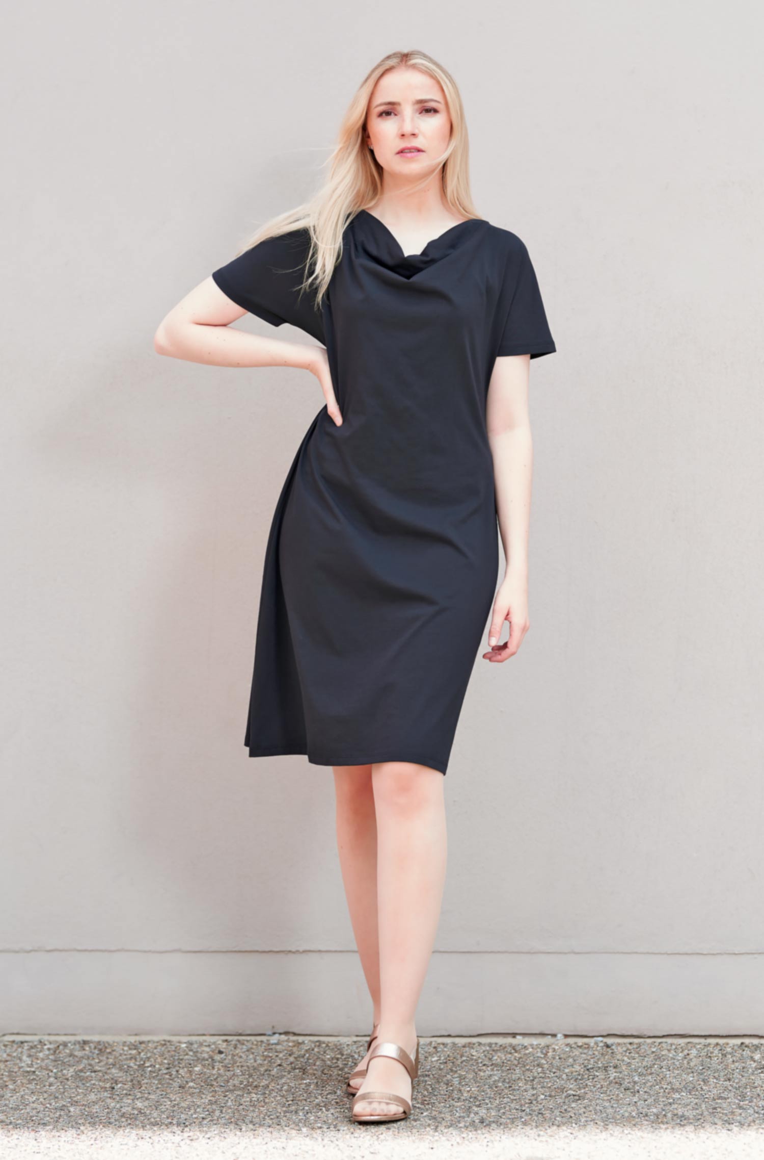 Jersey-Kleid LARA aus 100% Pima Bio Baumwolle-schwarz