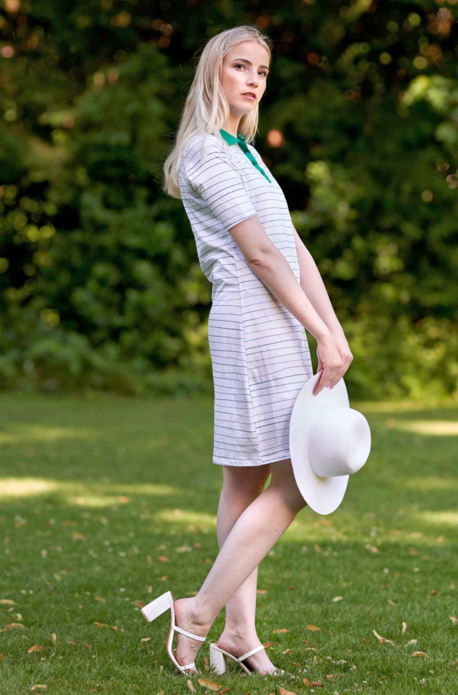 Polo Kleid LINEAS aus 100% Pima Bio Baumwolle-sommergrün
