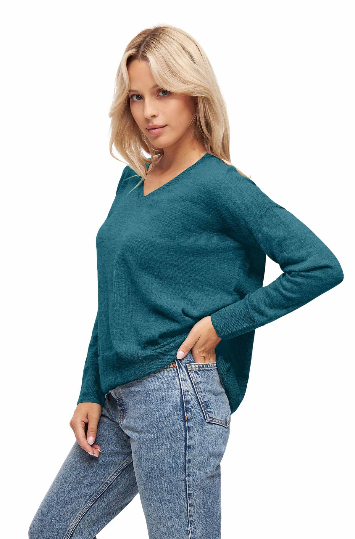 Pullover AMBRA aus Baby-Alpaka-Baumwoll-Mix-laguna