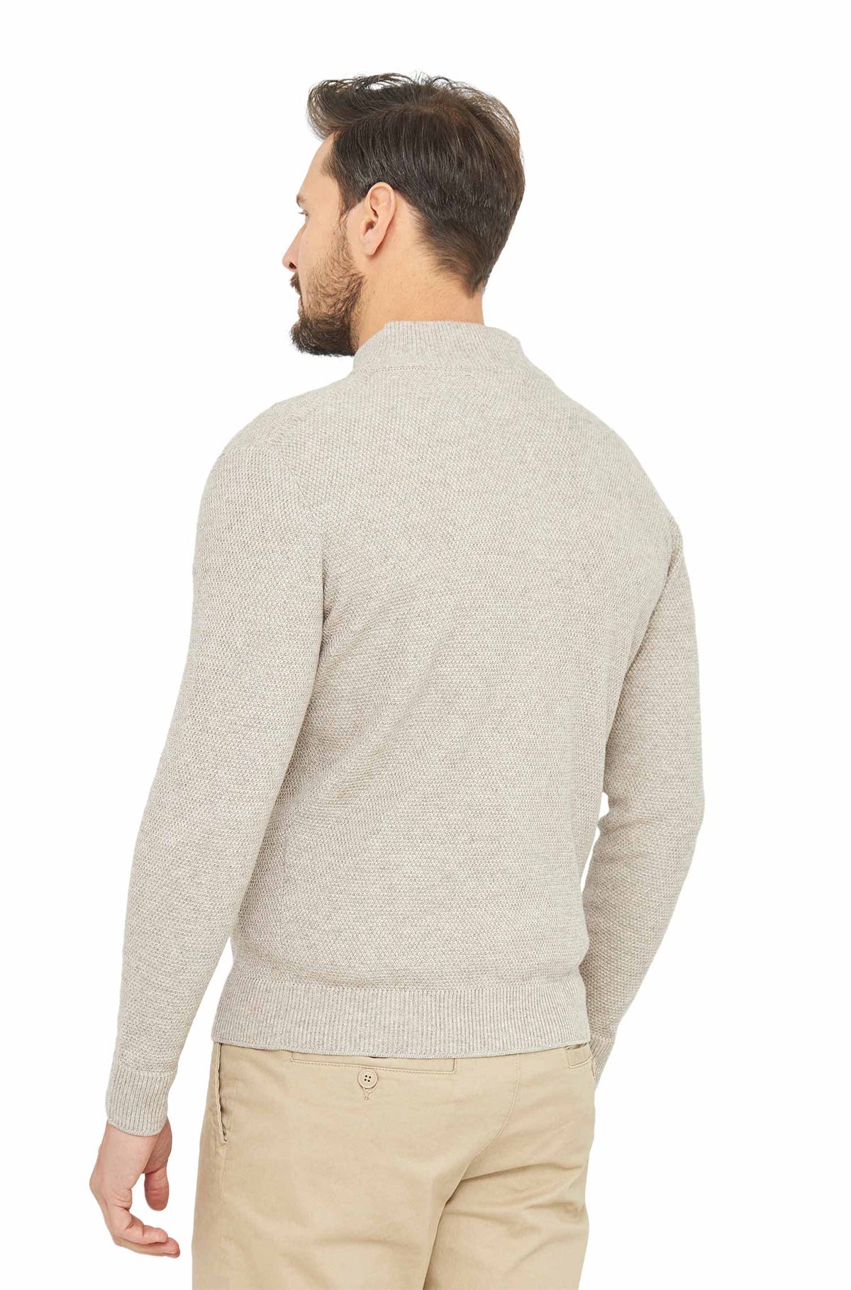 Strickjacke ALAYO mit Zipper aus Baby-Alpaka-Baumwoll-Mix-beige