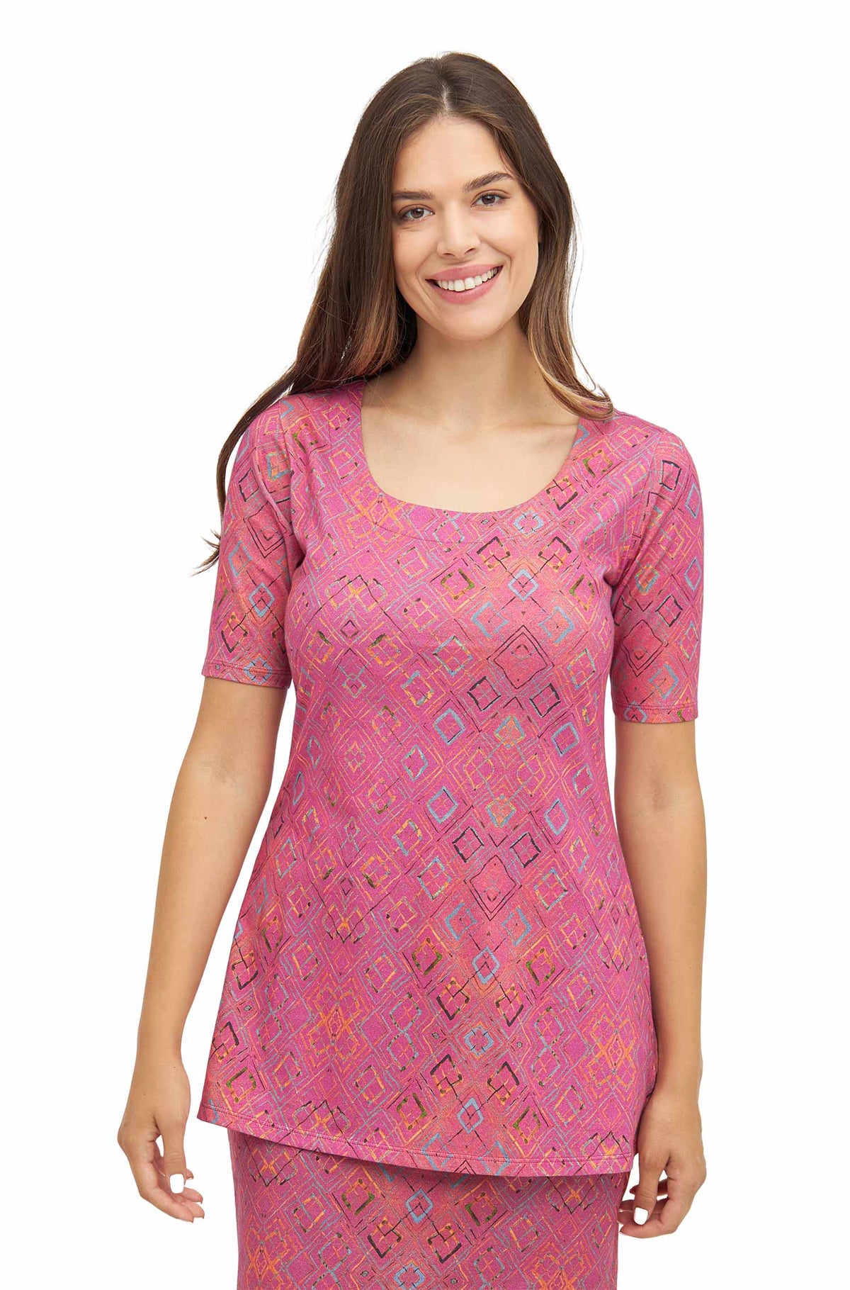 SELINA Tunika-Shirt aus 100% Bio-Pima-Baumwolle-rubine