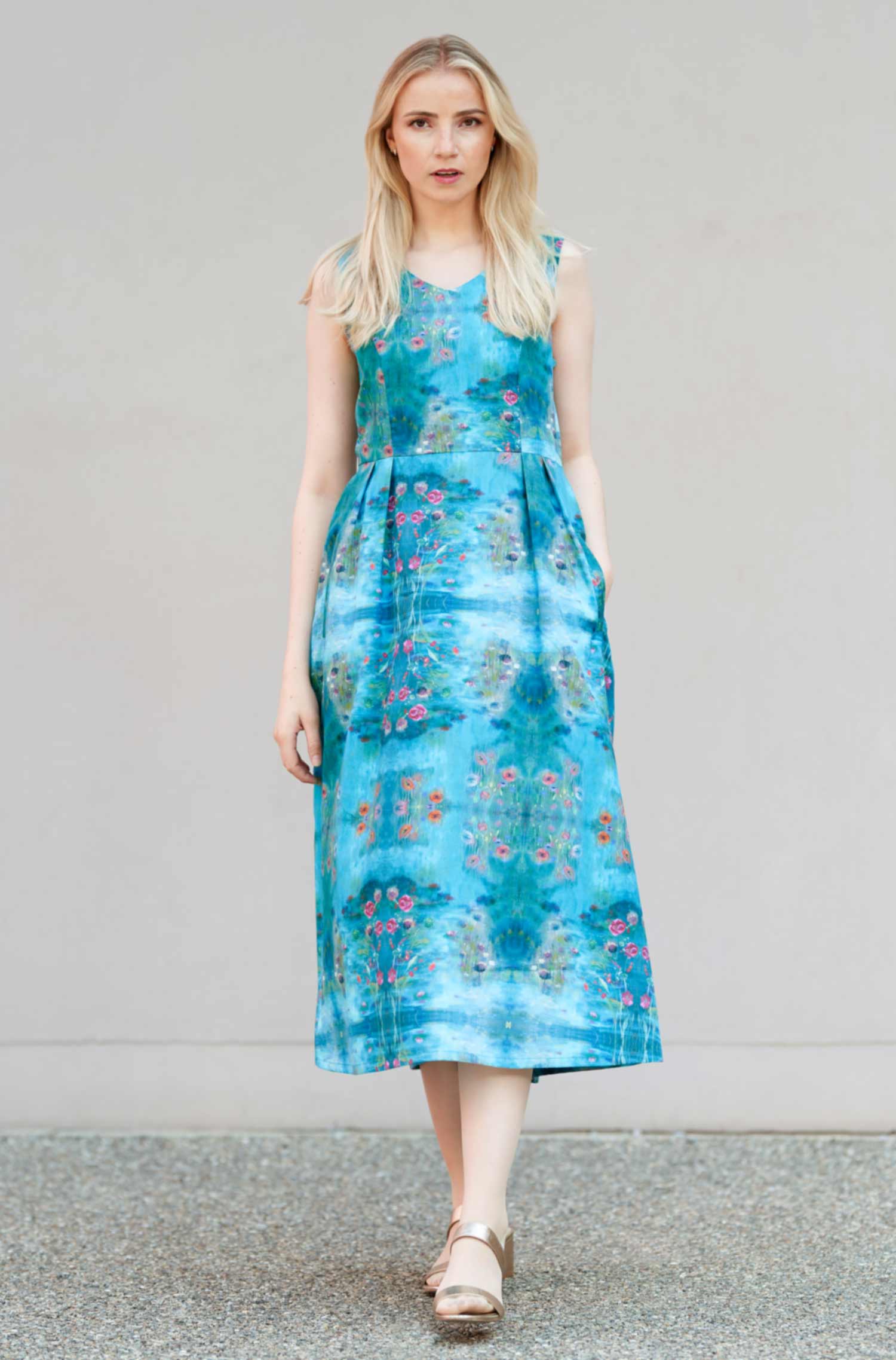 Kleid ARABELLA aus 100% Bio-Pima-Baumwolle-paradise blue