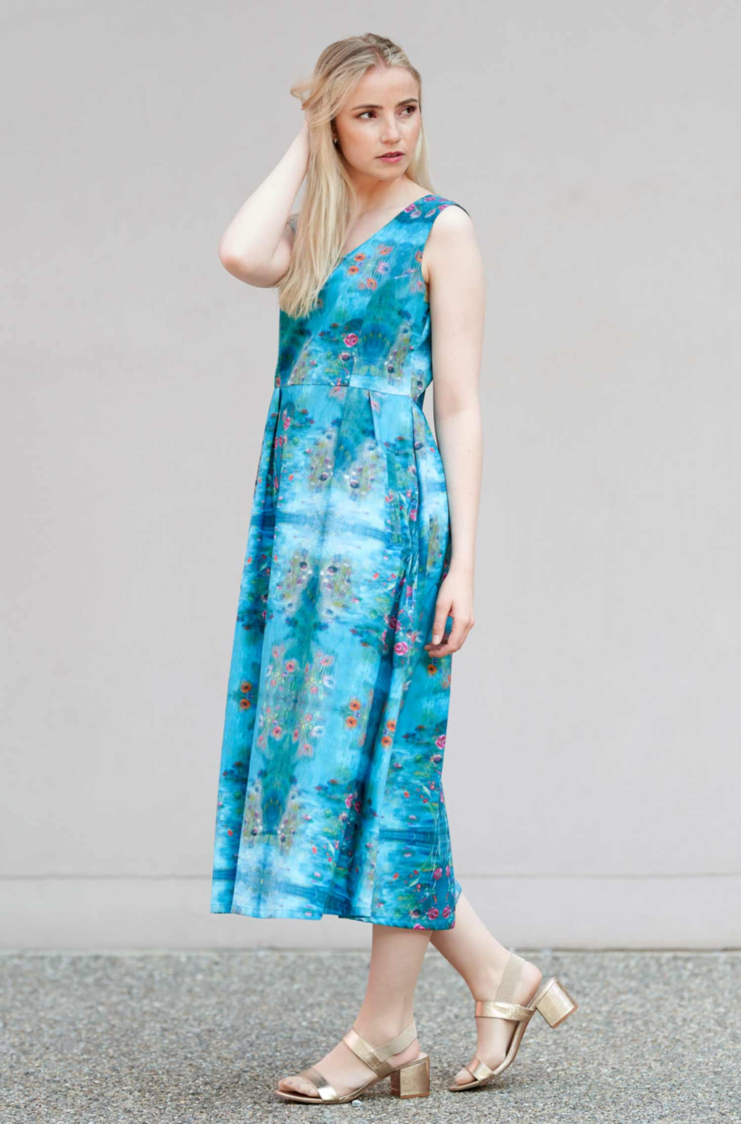 Kleid ARABELLA aus 100% Bio-Pima-Baumwolle-paradise blue