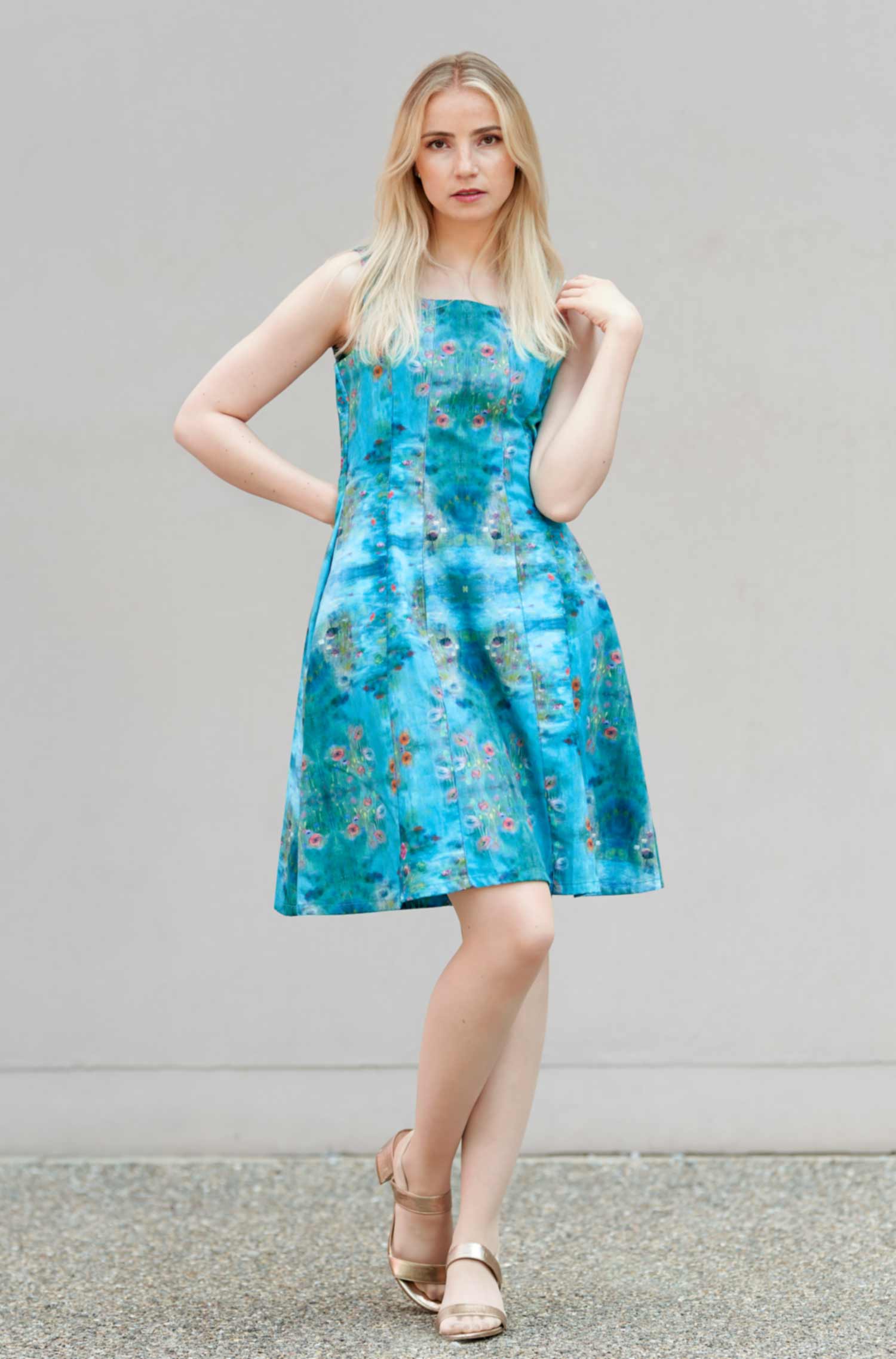 Sommerkleid MATILDE aus 100% Pima-Bio-Baumwolle-paradise blue