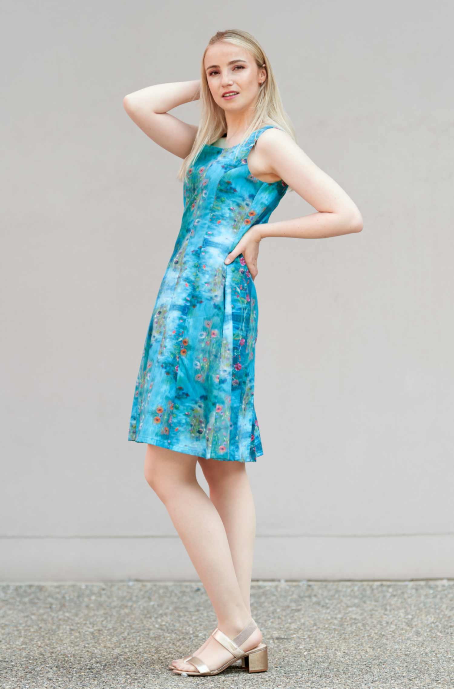 Sommerkleid MATILDE aus 100% Pima-Bio-Baumwolle-paradise blue