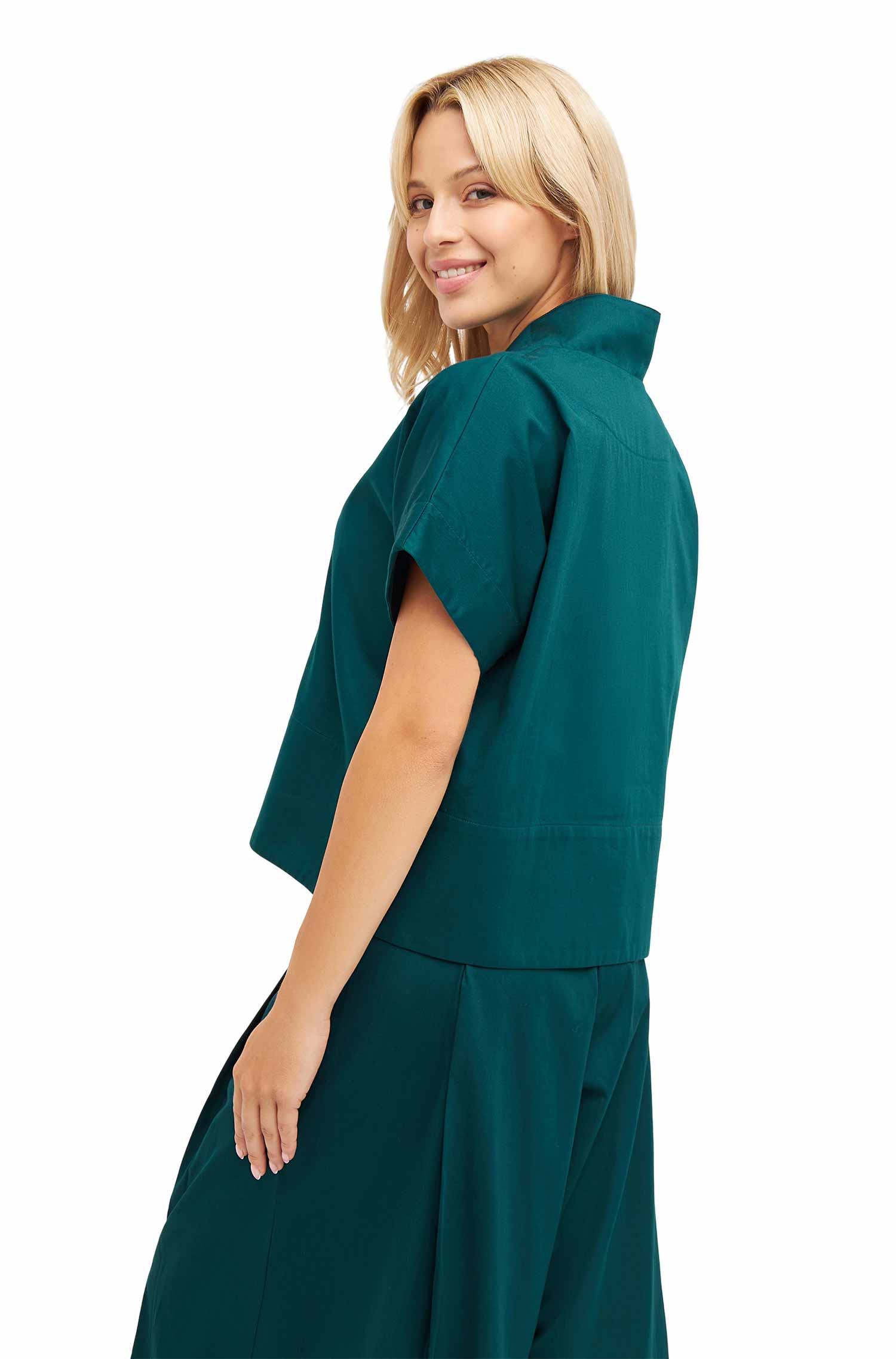 Bluse MARA aus 100% Pima-Bio-Baumwolle-deep-green