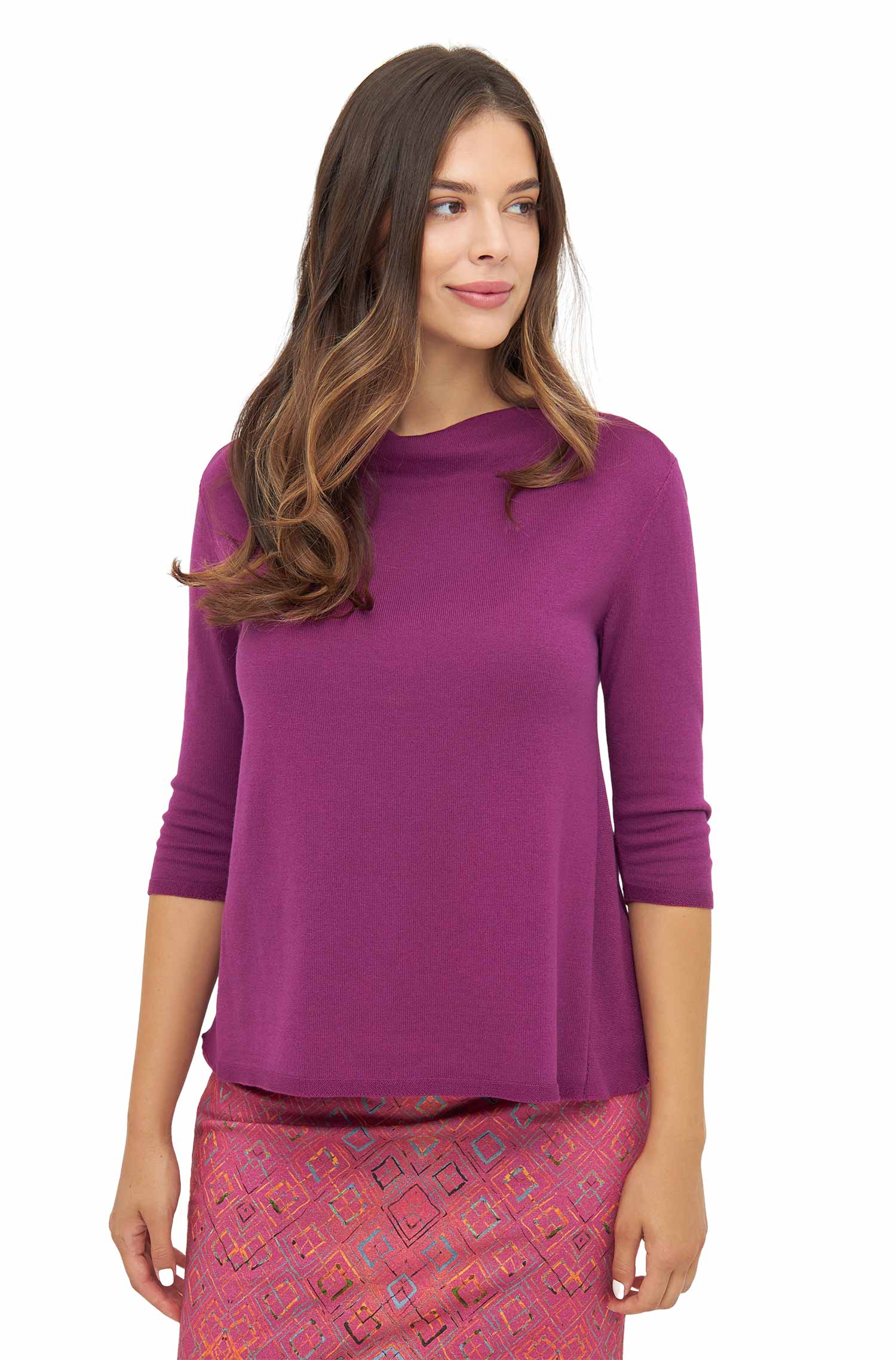 Pullover VEGA aus Royal Alpaka-Baumwoll-Mix-violett berry