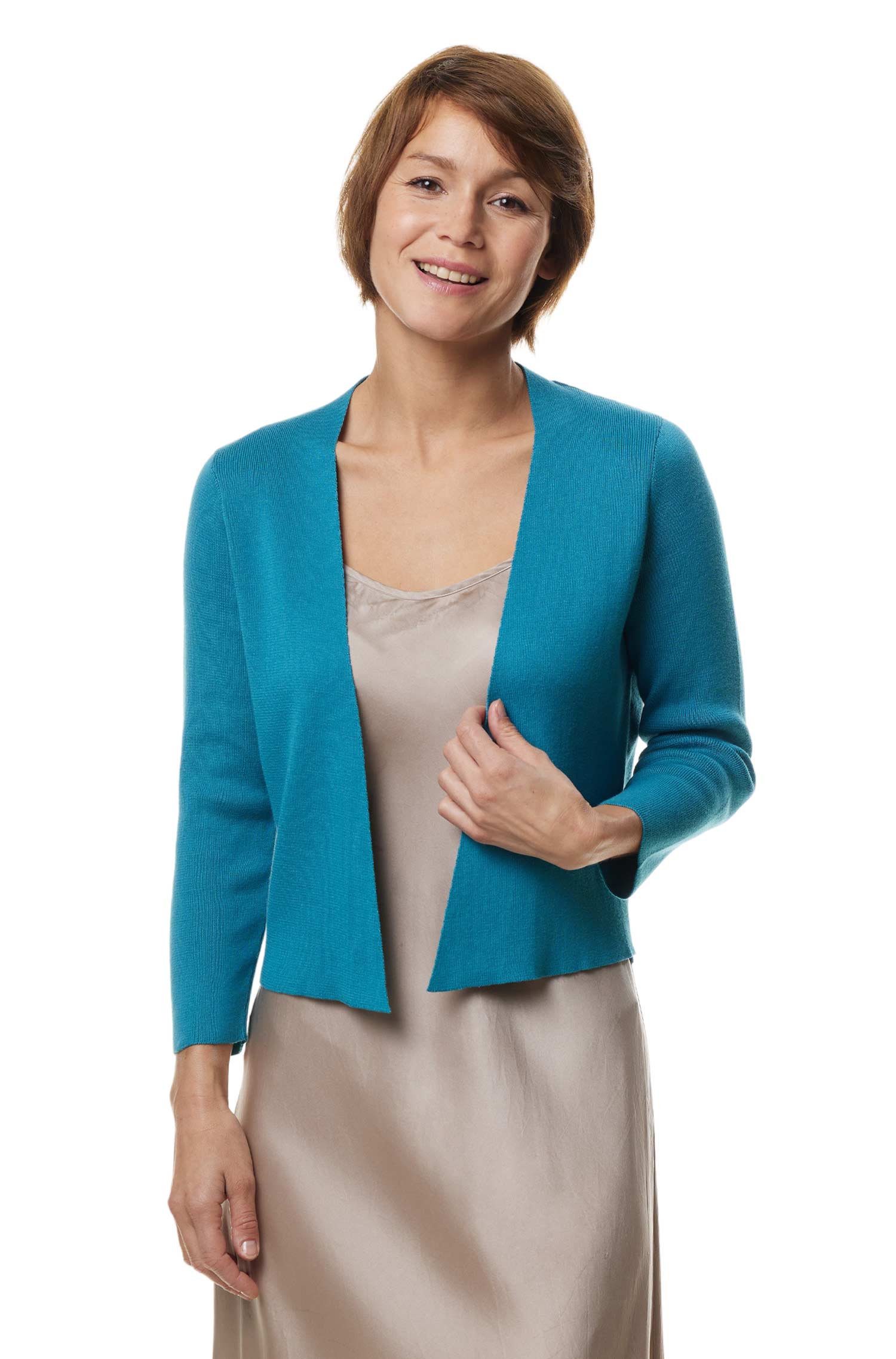 Bolero CLARA aus Pima-Bio-Baumwolle-türkis