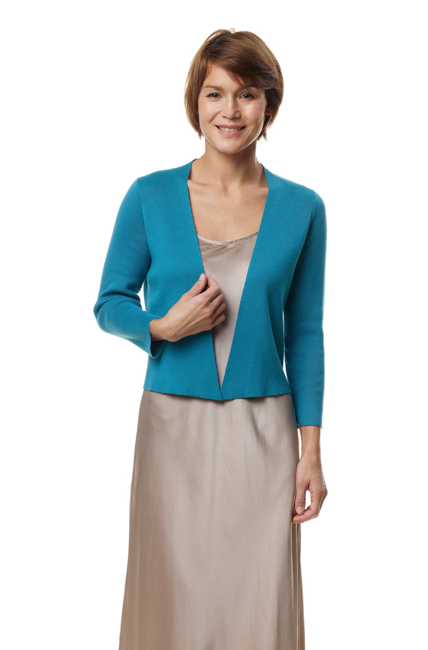 Bolero CLARA aus Pima-Bio-Baumwolle-türkis