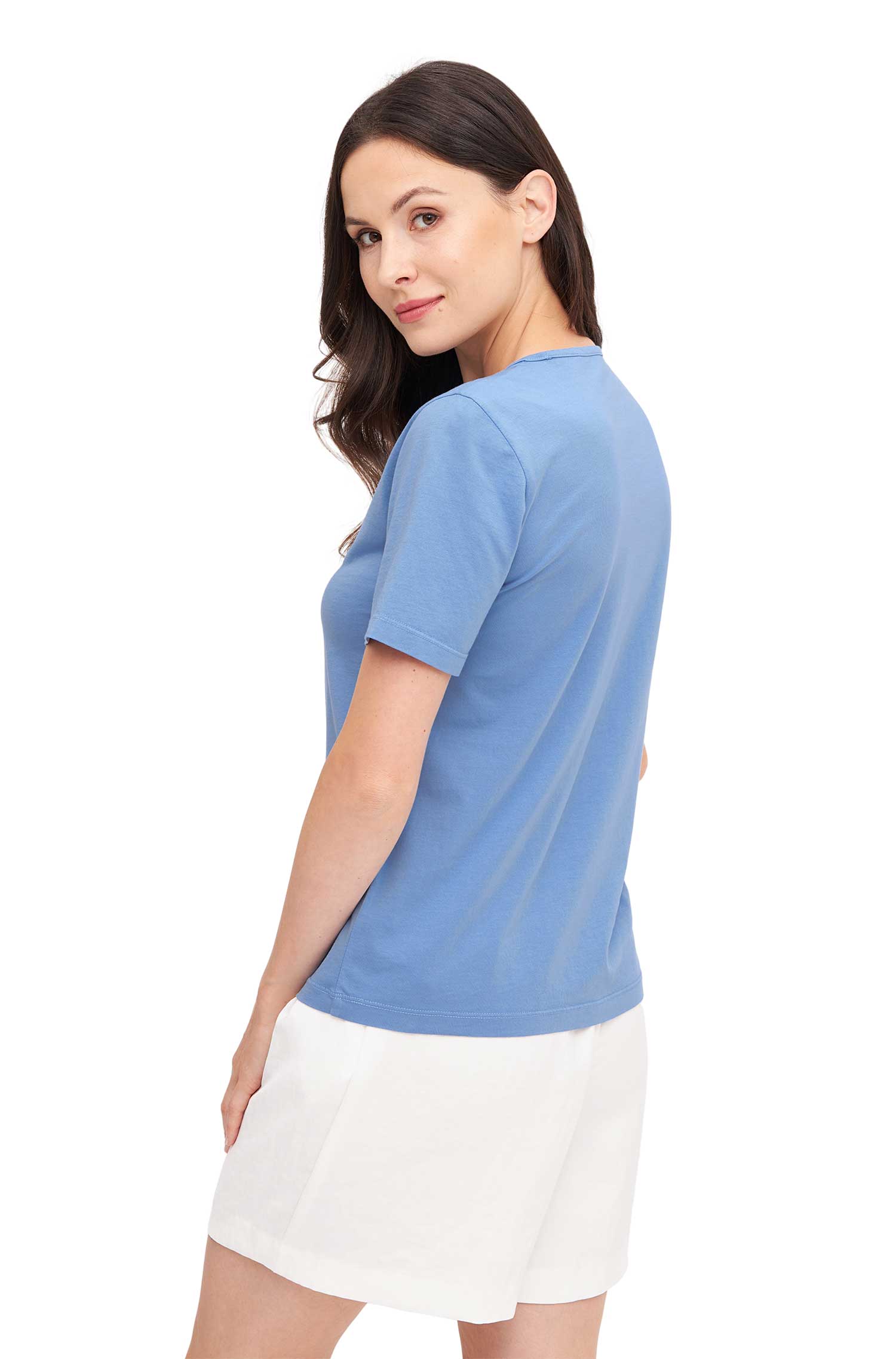 Kurzarm T-SHIRT aus Bio-Pima-Baumwolle-pazifikblau