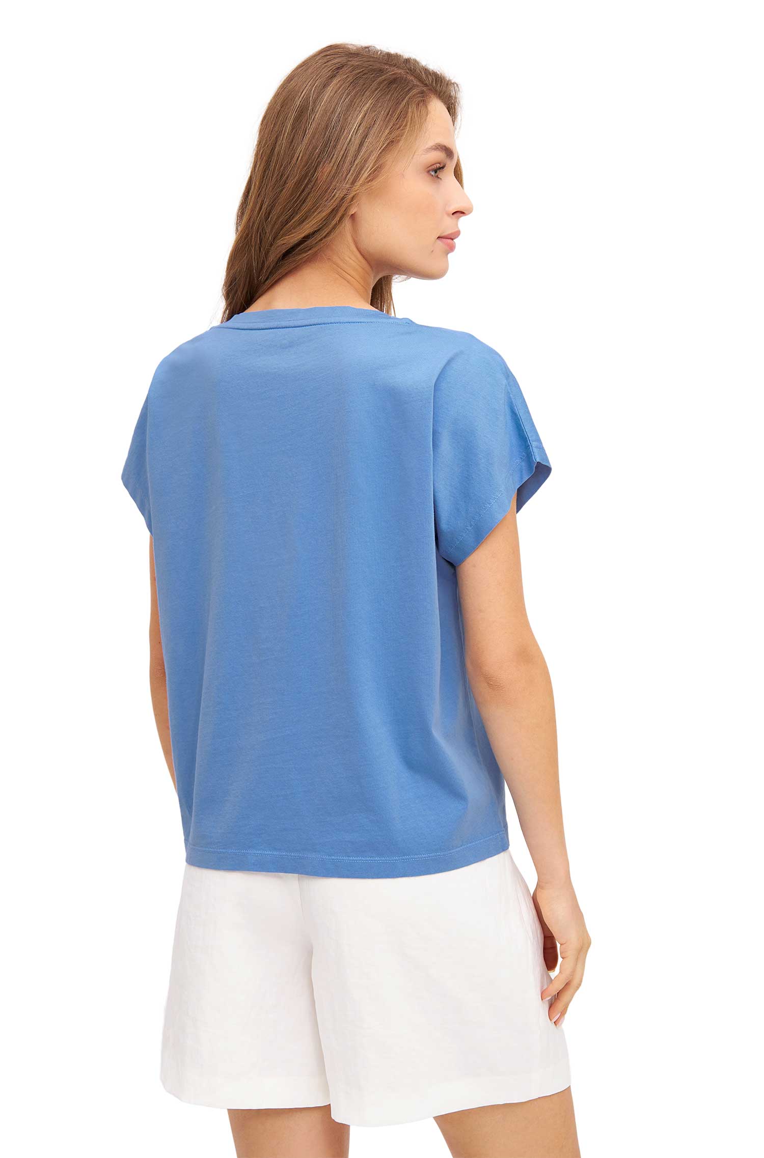 T-Shirt BOXY aus Bio-Pima-Baumwolle-pazifikblau