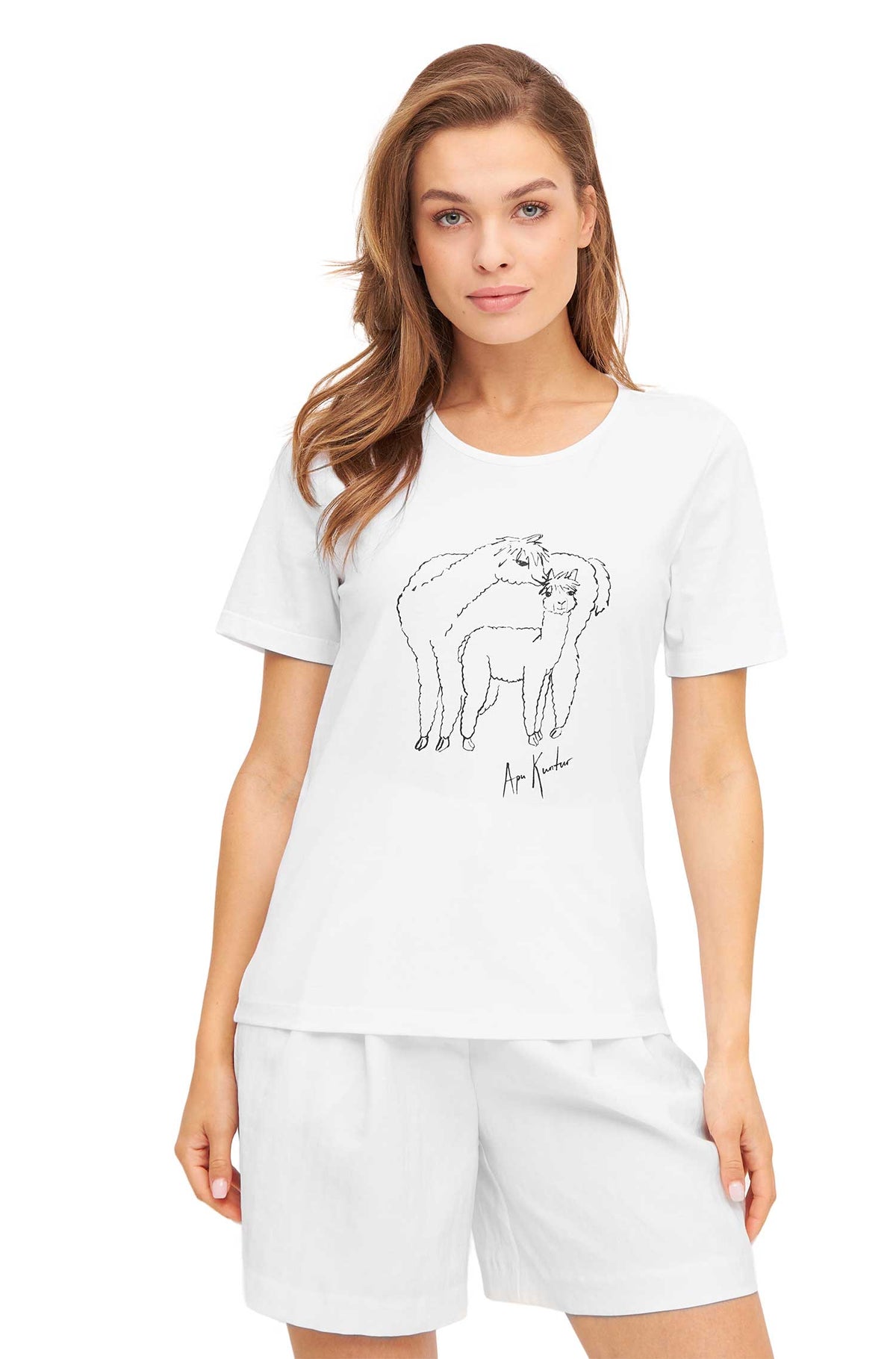 T-Shirt ALPACA LOVE mit Alpaka Print-weiss