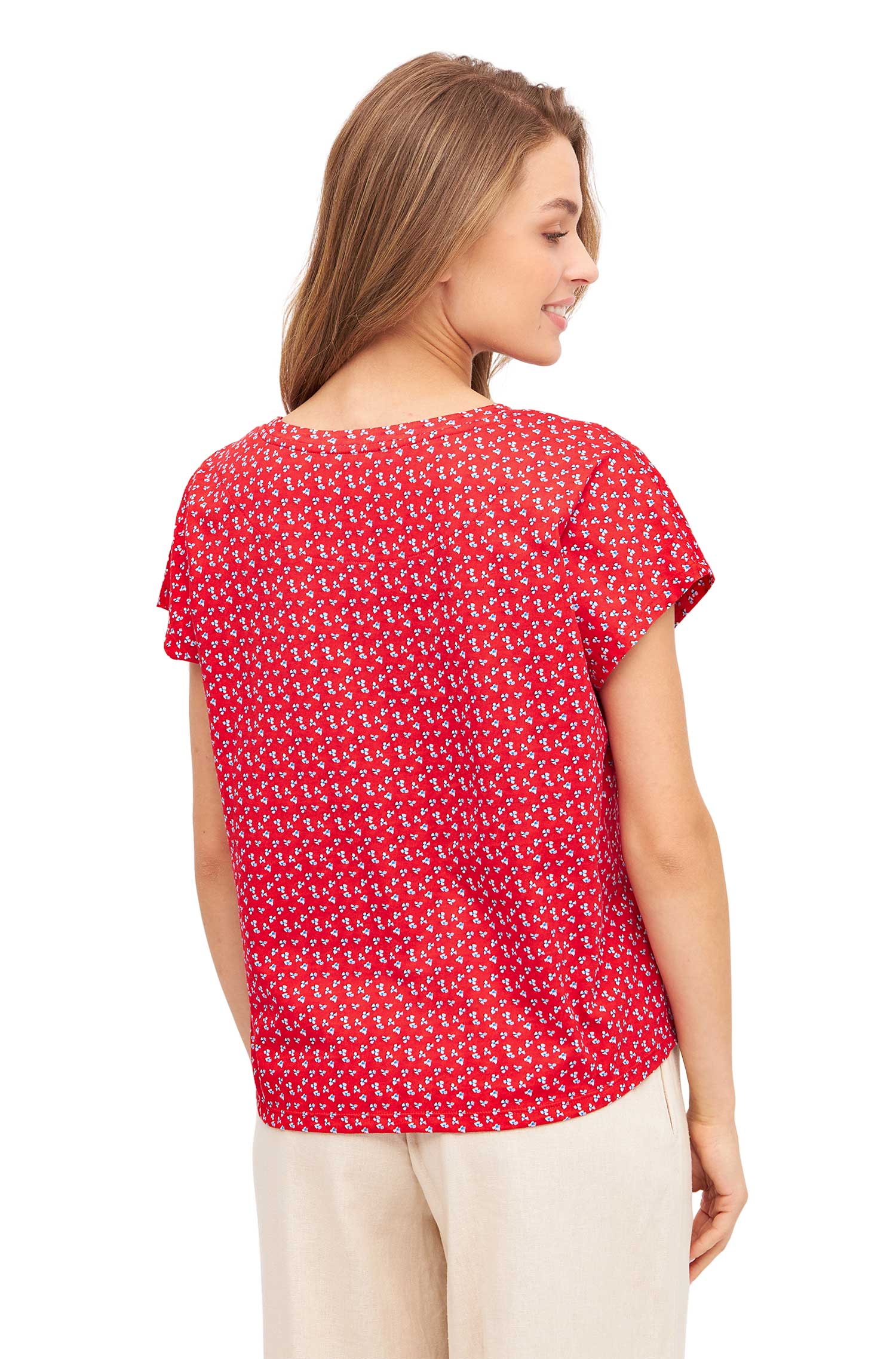 Boxy T-Shirt PAPERFLOWER aus Bio-Pima-Baumwolle-red