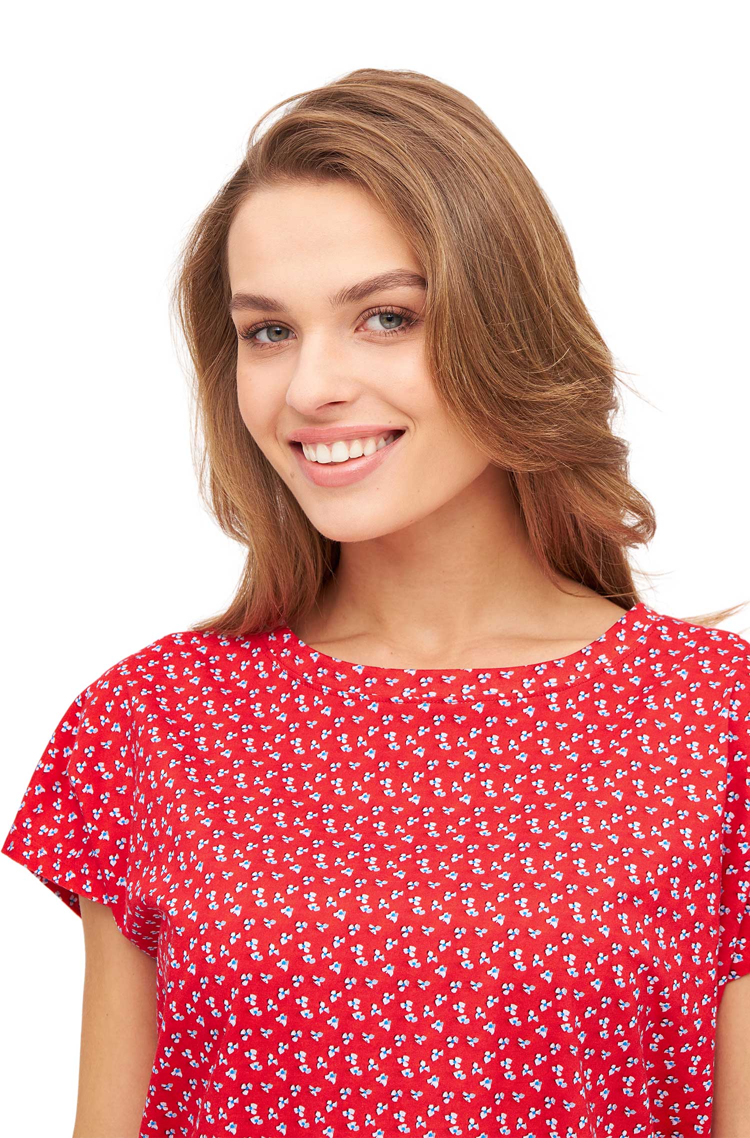 Boxy T-Shirt PAPERFLOWER aus Bio-Pima-Baumwolle-red