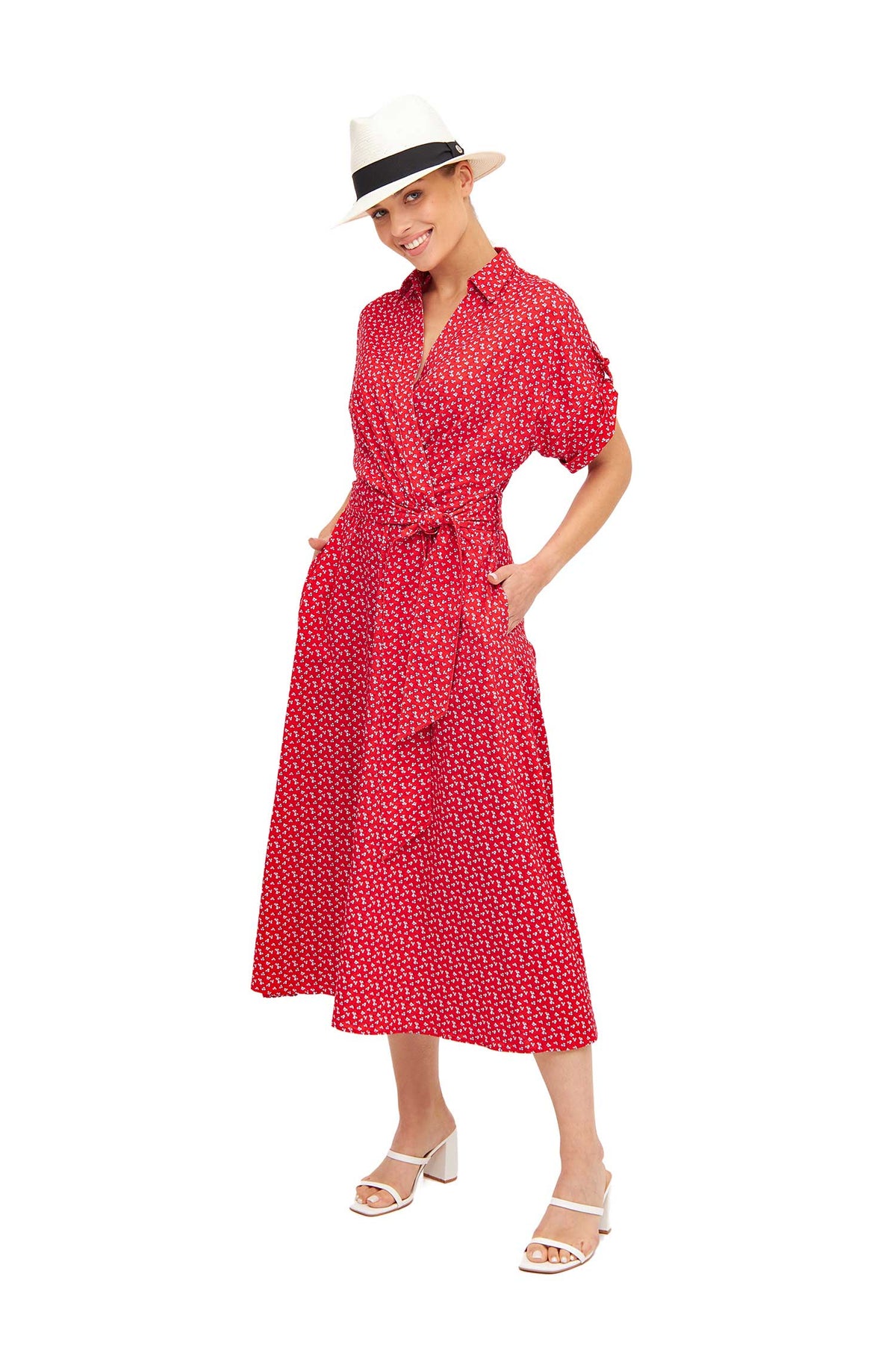 Kleid PAPERFLOWER in Wickeloptik aus Bio Pima Baumwolle-red