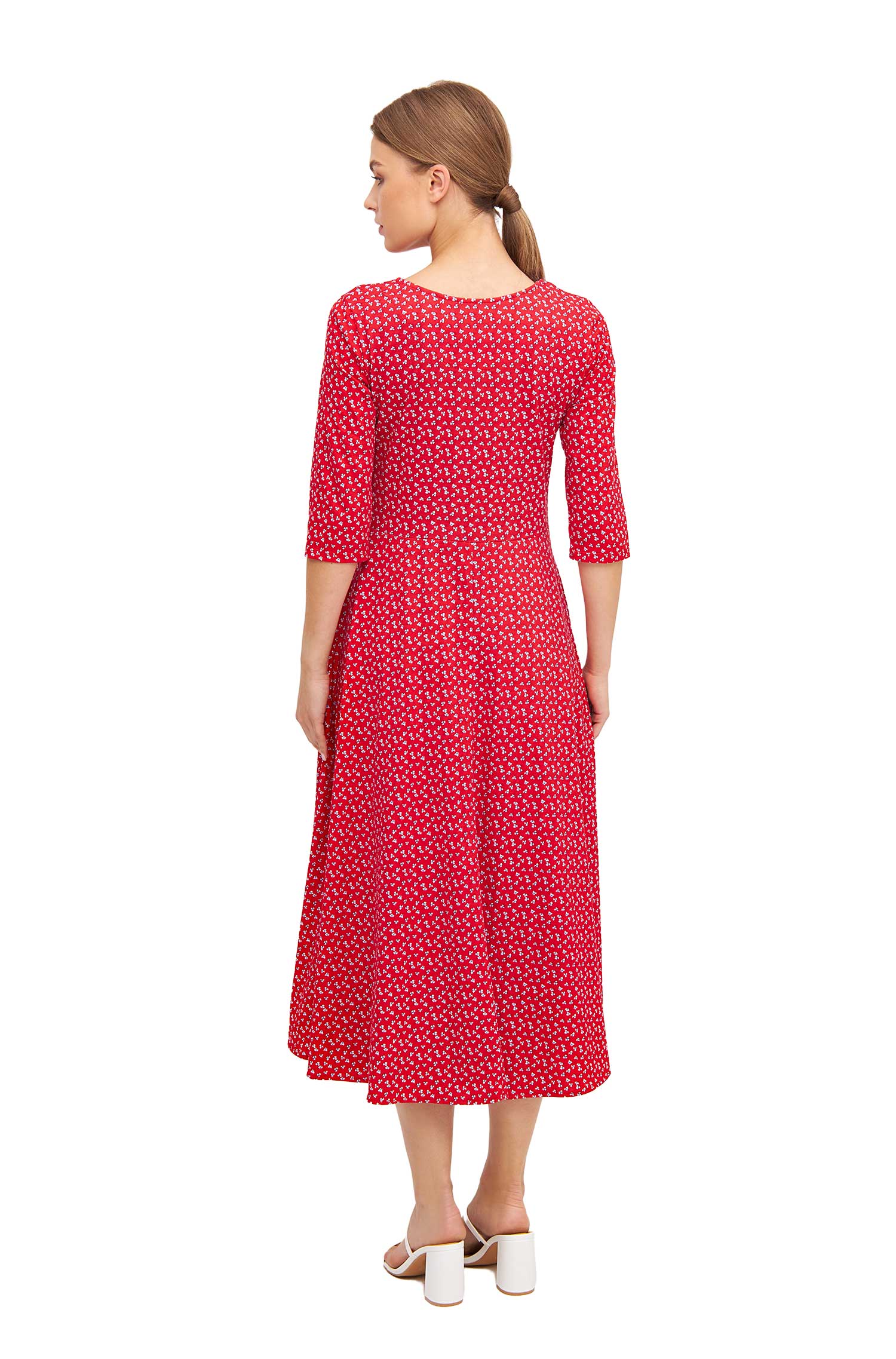 Langes Kleid PAPERFLOWER aus Bio-Pima-Baumwolle-red