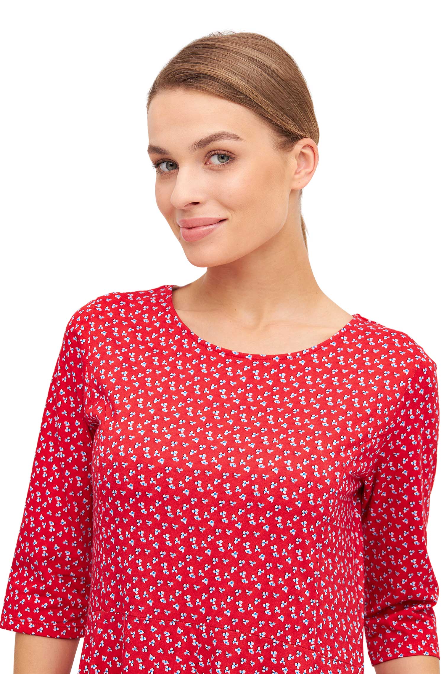 Langes Kleid PAPERFLOWER aus Bio-Pima-Baumwolle-red