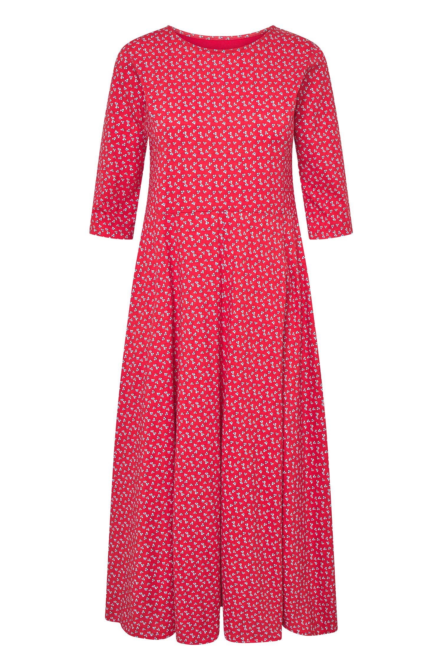 Langes Kleid PAPERFLOWER aus Bio-Pima-Baumwolle-red