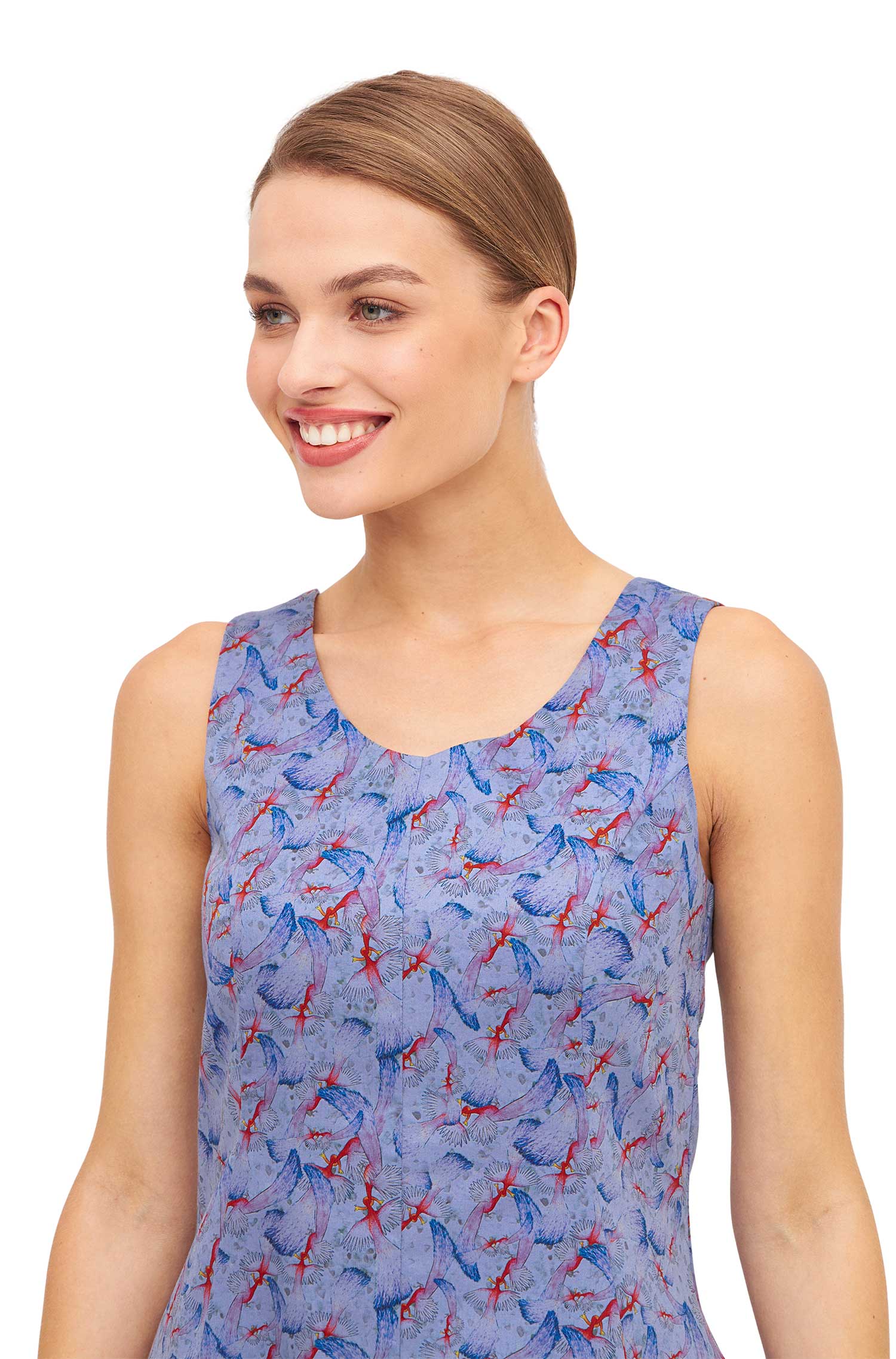 Kurzes Kleid FLYING BIRD aus Bio-Pima-Baumwolle-purple pastel