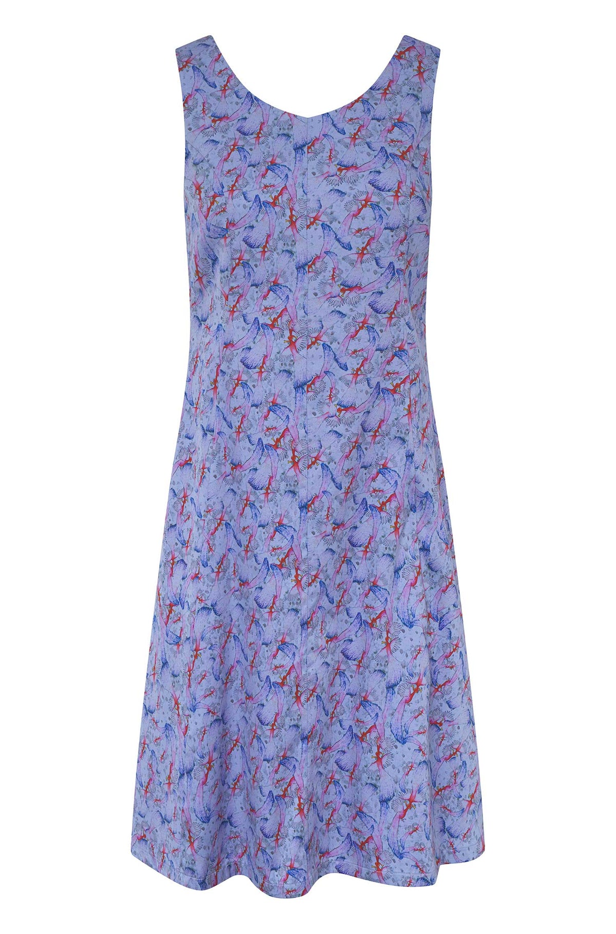 Kurzes Kleid FLYING BIRD aus Bio-Pima-Baumwolle-purple pastel