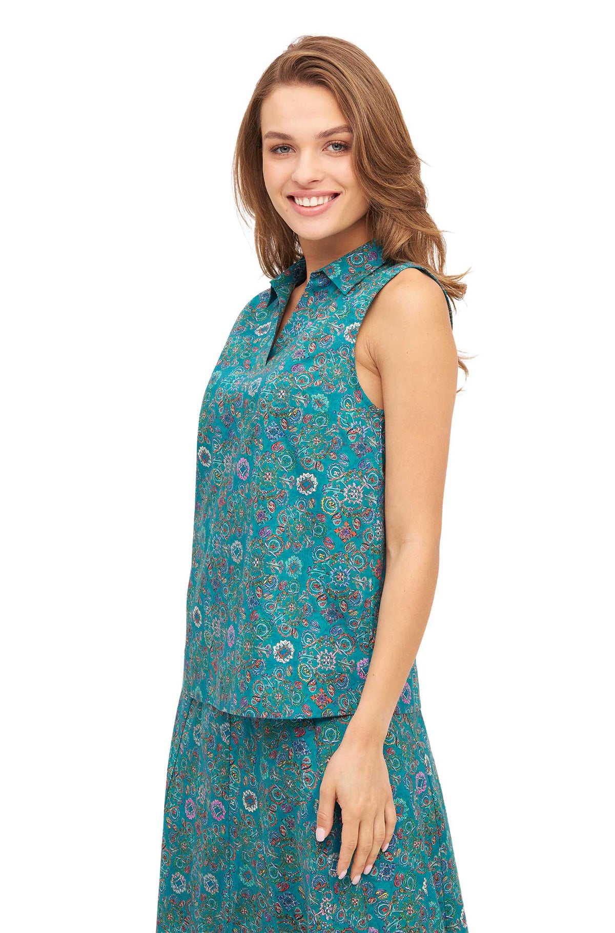 Bluse FLORAL ETHNO-turquoise