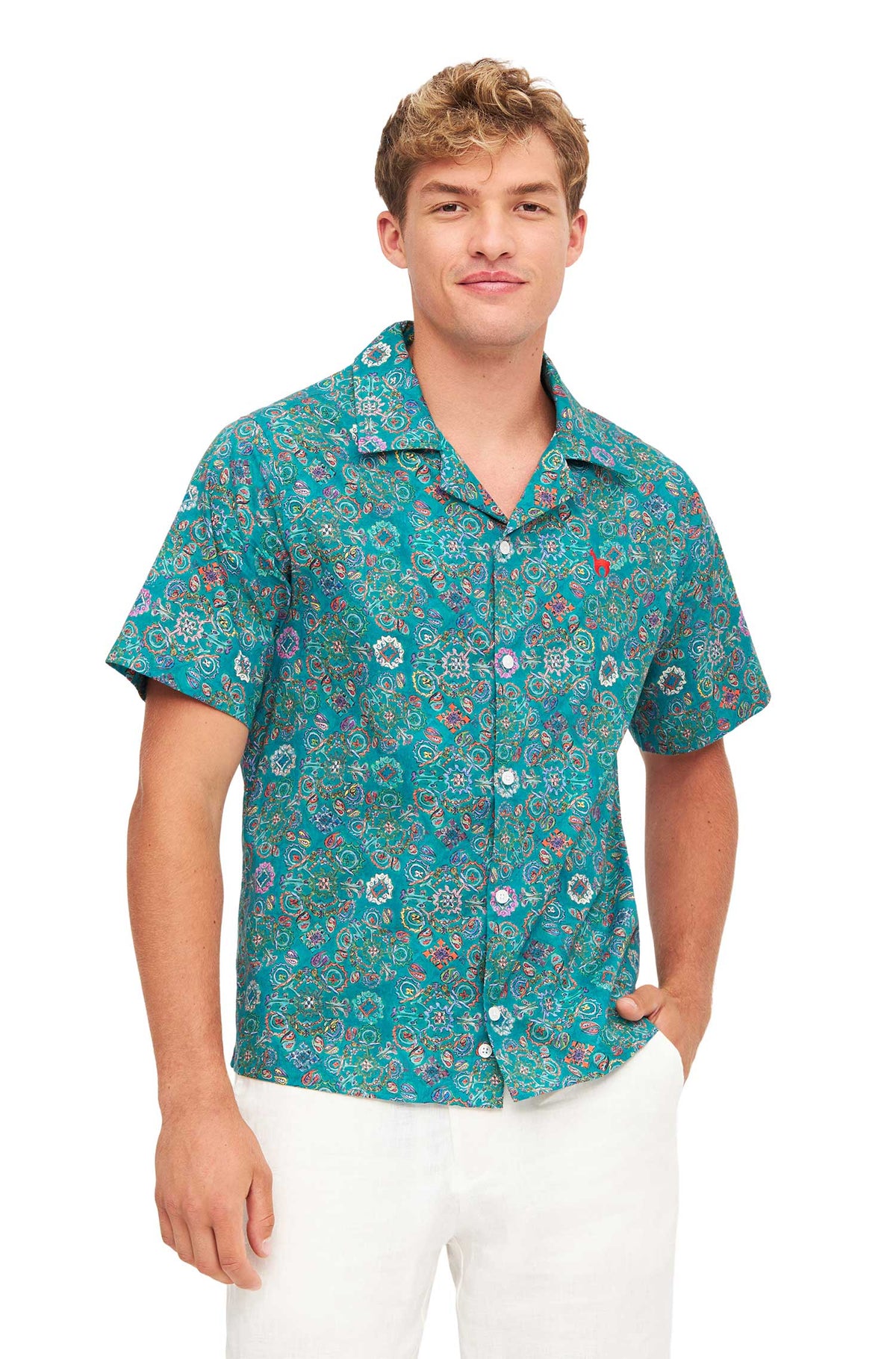 Hawaihemd FLORAL ETHNO-turquoise