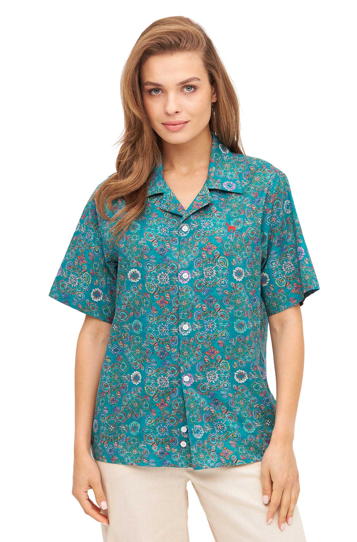 Hawaihemd FLORAL ETHNO-turquoise