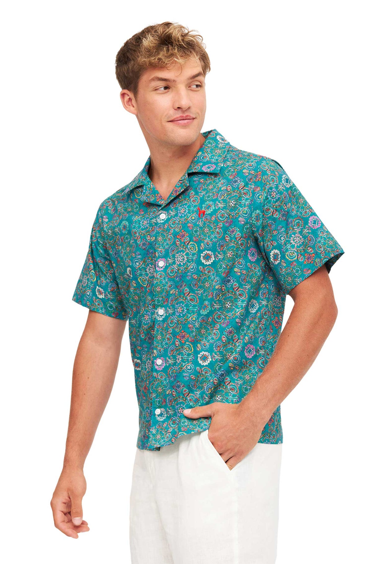 Hawaihemd FLORAL ETHNO-turquoise